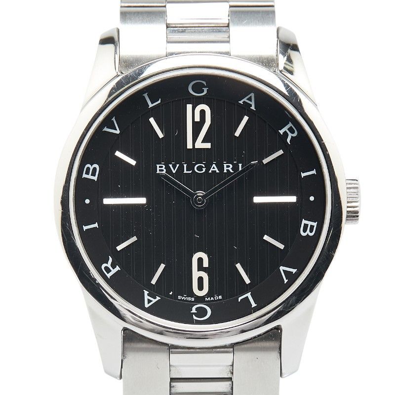 Bvlgari Bvlgari Black Dial Solo Tempo Watch St37S Metal Quartz St37S, Men's