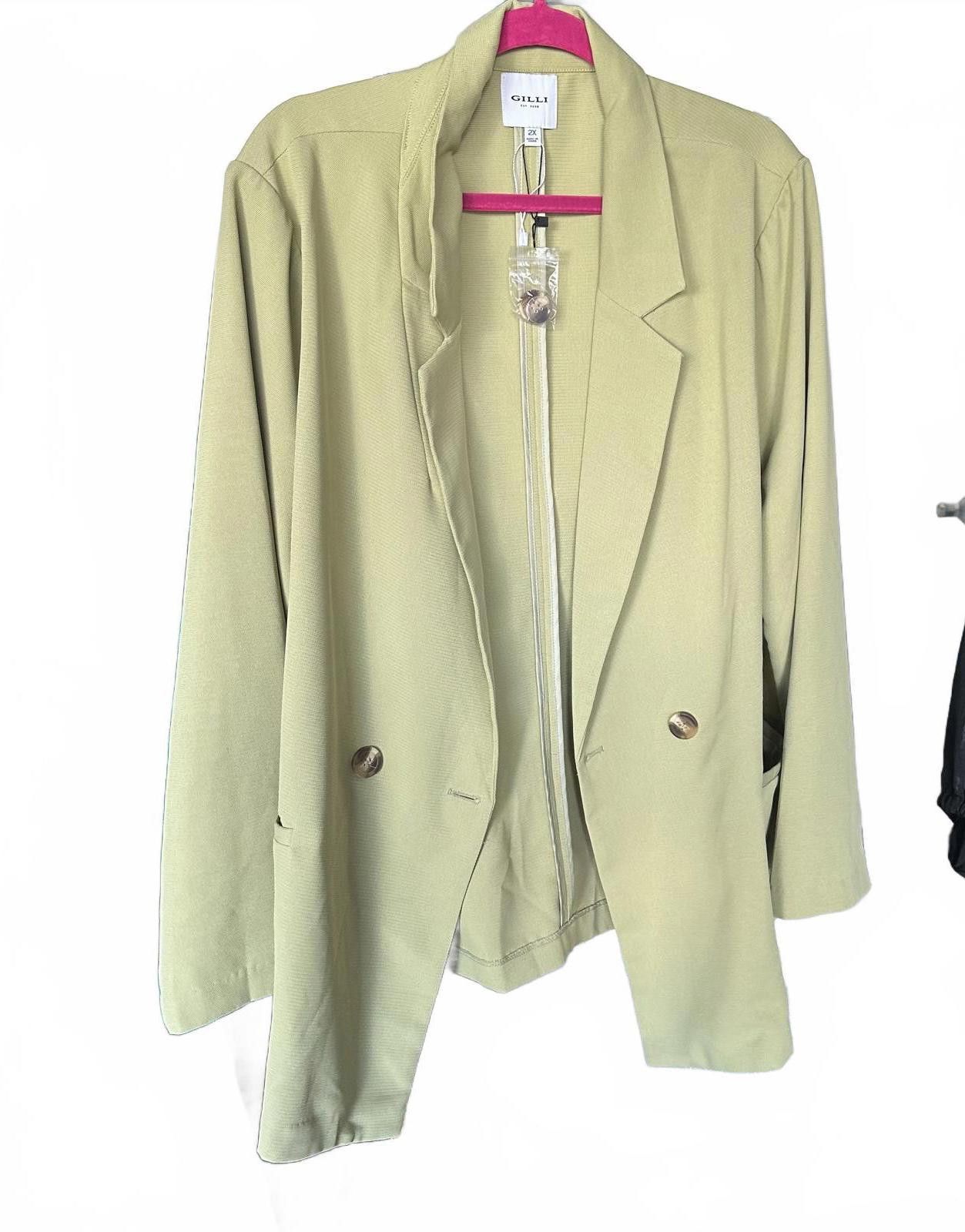 John Galliano Gilli Women's Double-Breasted Blazer - Size 2X - Light Green Size XXL / US 16-18 / IT 52-54 - 1 Thumbnail