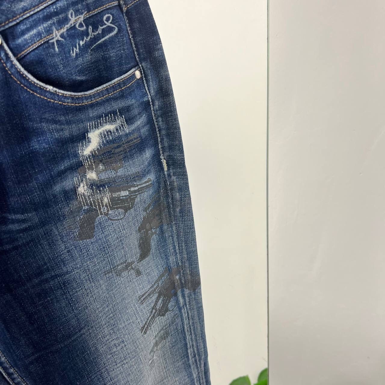 Andy Warhol × Hysteric Glamour Y2K Archive Andy Warhol Denim Distressed Jean Pistol Printed Size 29" - 3 Thumbnail