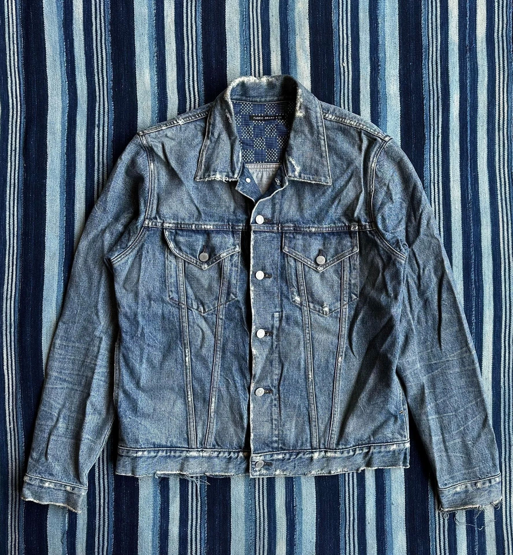 Fabric Brand & Co. Blue Denim Jacket with Distressed Frayed Edges Size US XL / EU 56 / 4 - 1 Thumbnail