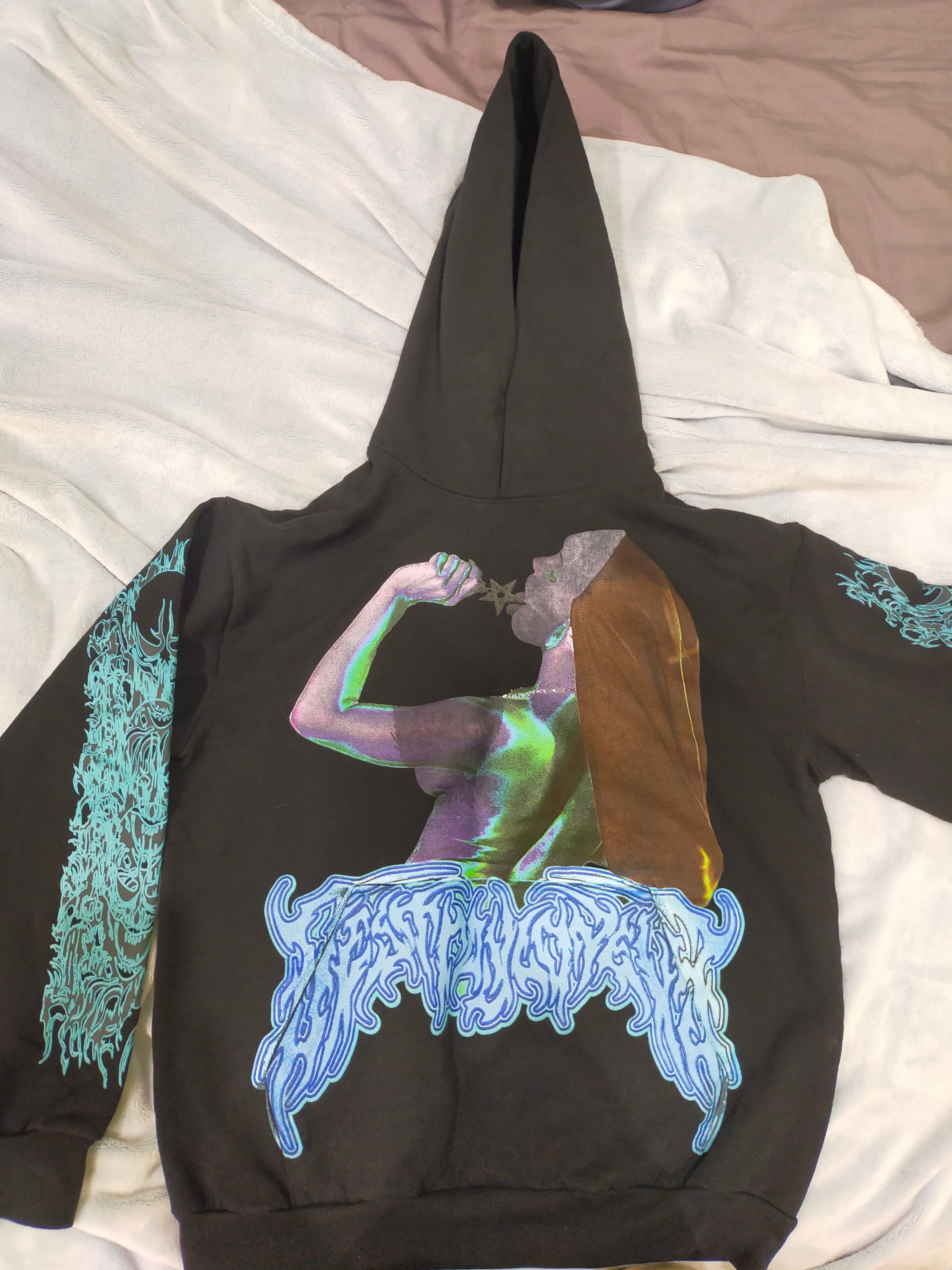image of Destroy Lonely Nun Hoodie Antagonist Tour Merch in Black Blue, Men's (Size Small)