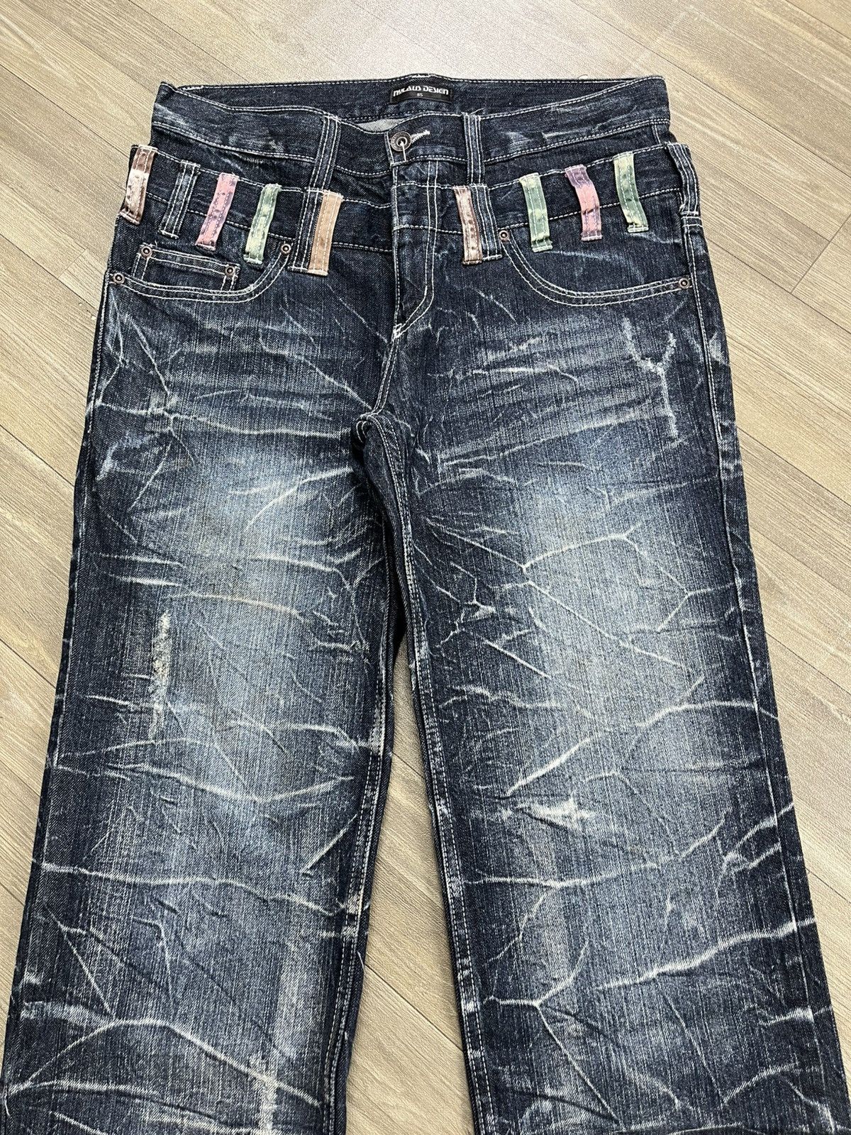 If Six Was Nine 2000s Nylaus Double Waist Distressed Punk Faded Baggy Jeans Size US 31 - 2 Thumbnail