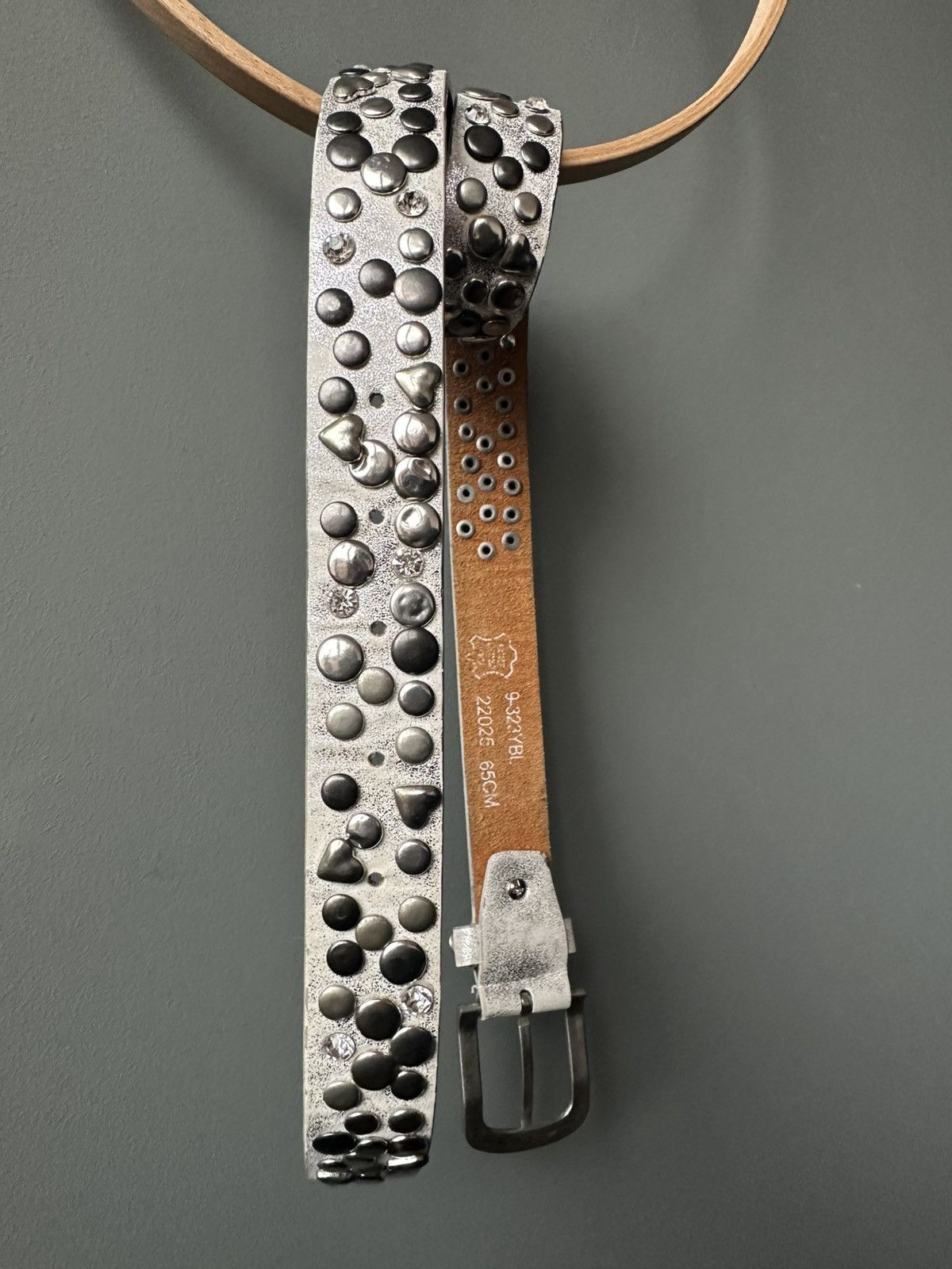 Vintage Rhinestones Snap Button Leather Belt Size ONE SIZE - 4 Thumbnail