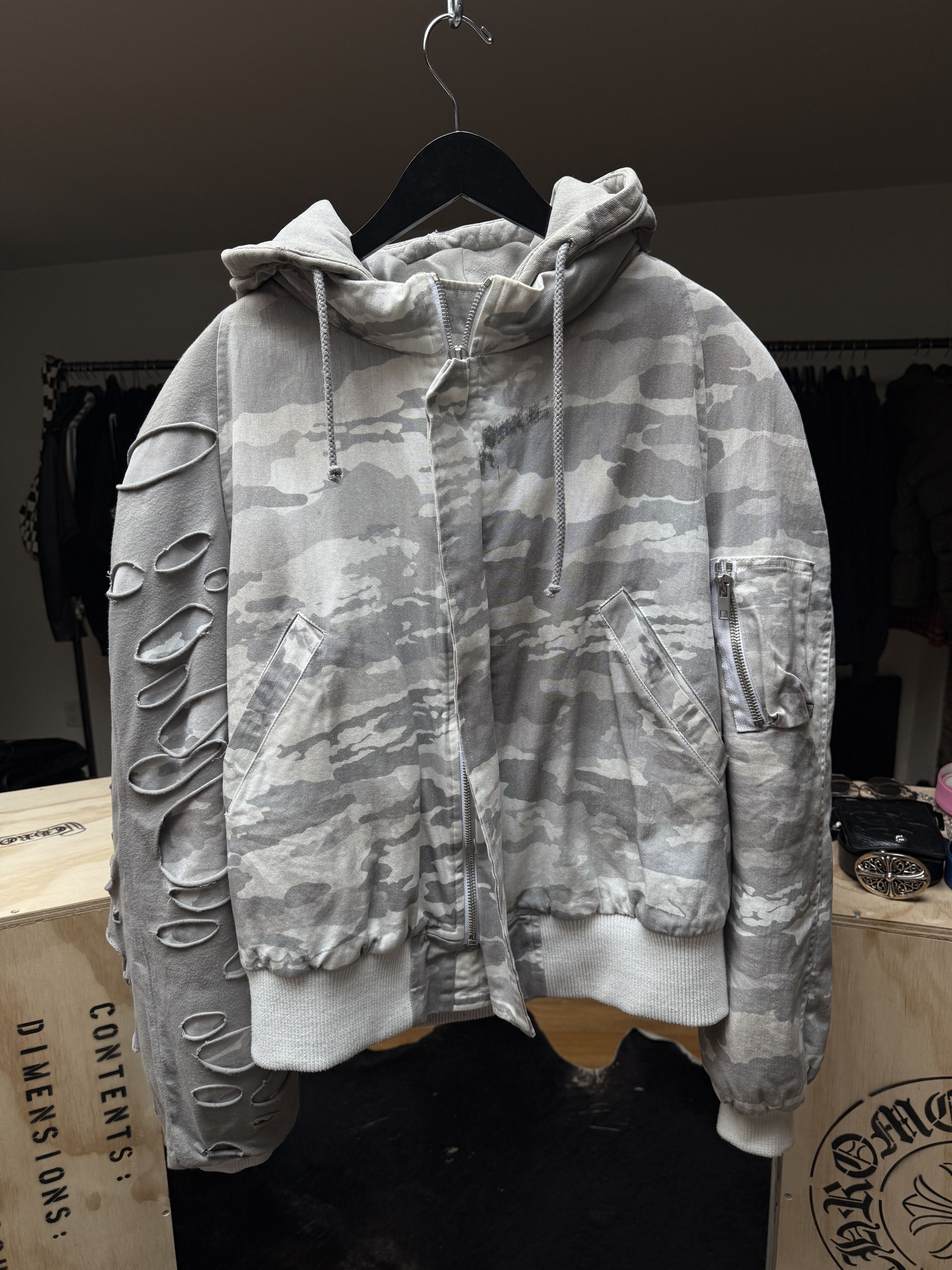 ALEXANDER DIGENOVA ALEXANDER DIGENOVA SNOW CAMO DISTRESSED PARKA