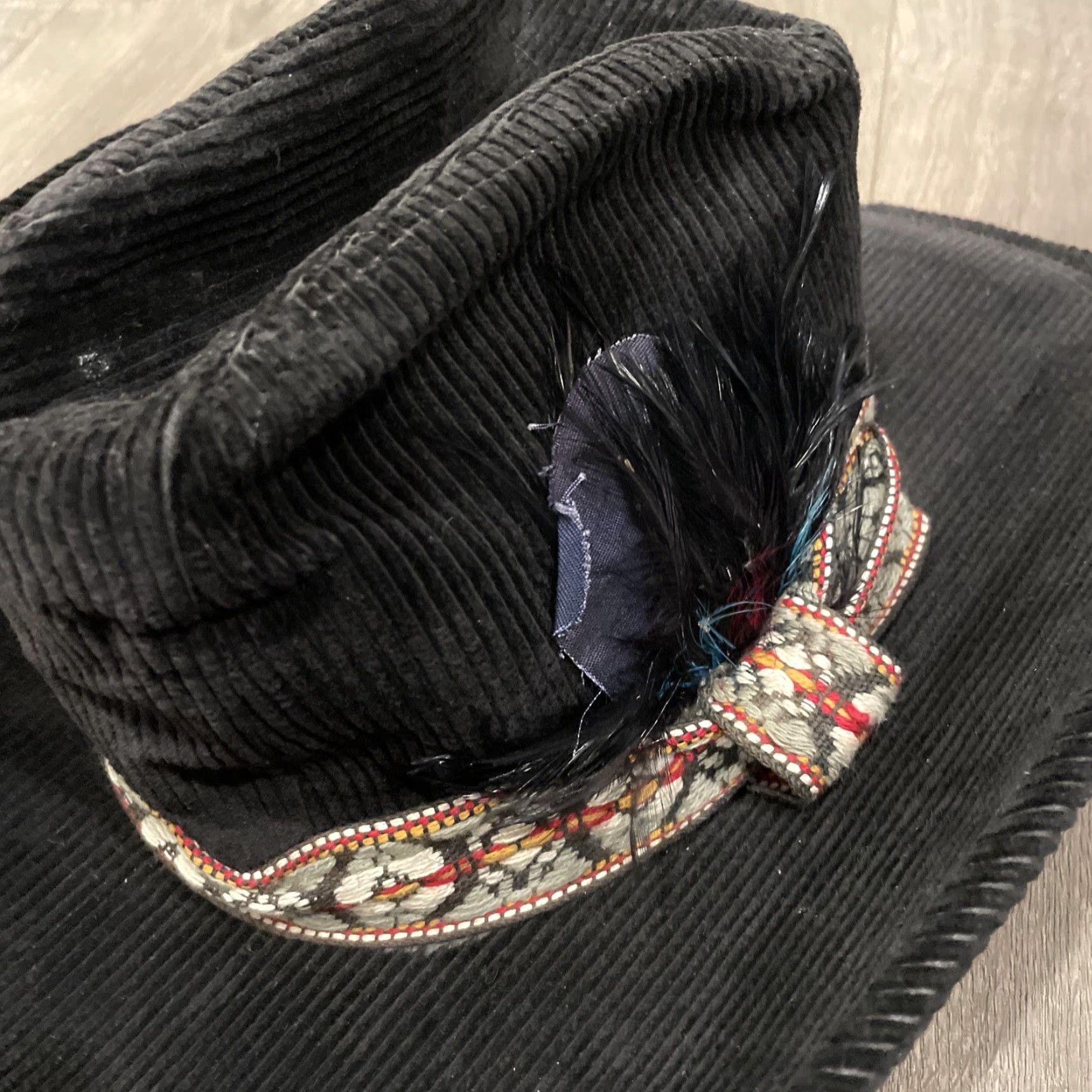 Vintage VINTAGE Dorfman Pacific Cowboy Hat Western Large Black Corduroy Wide Brim Mens Size ONE SIZE - 2 Thumbnail