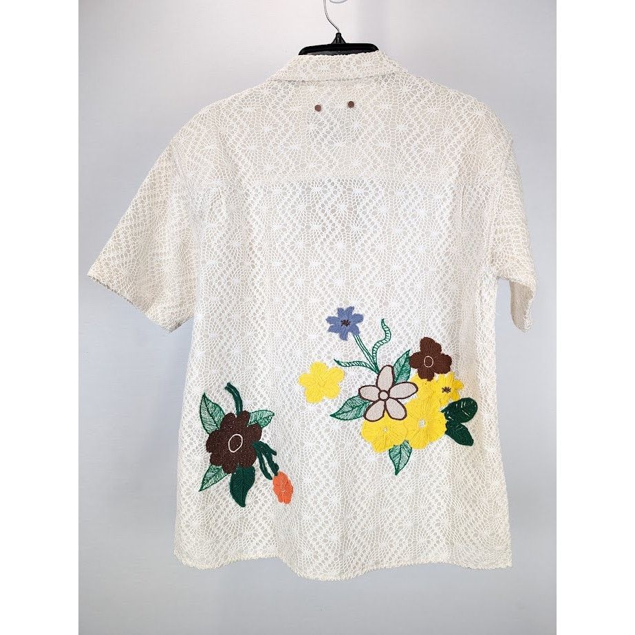 Andersson Bell o1rshd1 Flower Embroidery Open Collar Shirt in White Size US M / EU 48-50 / 2 - 15 Thumbnail