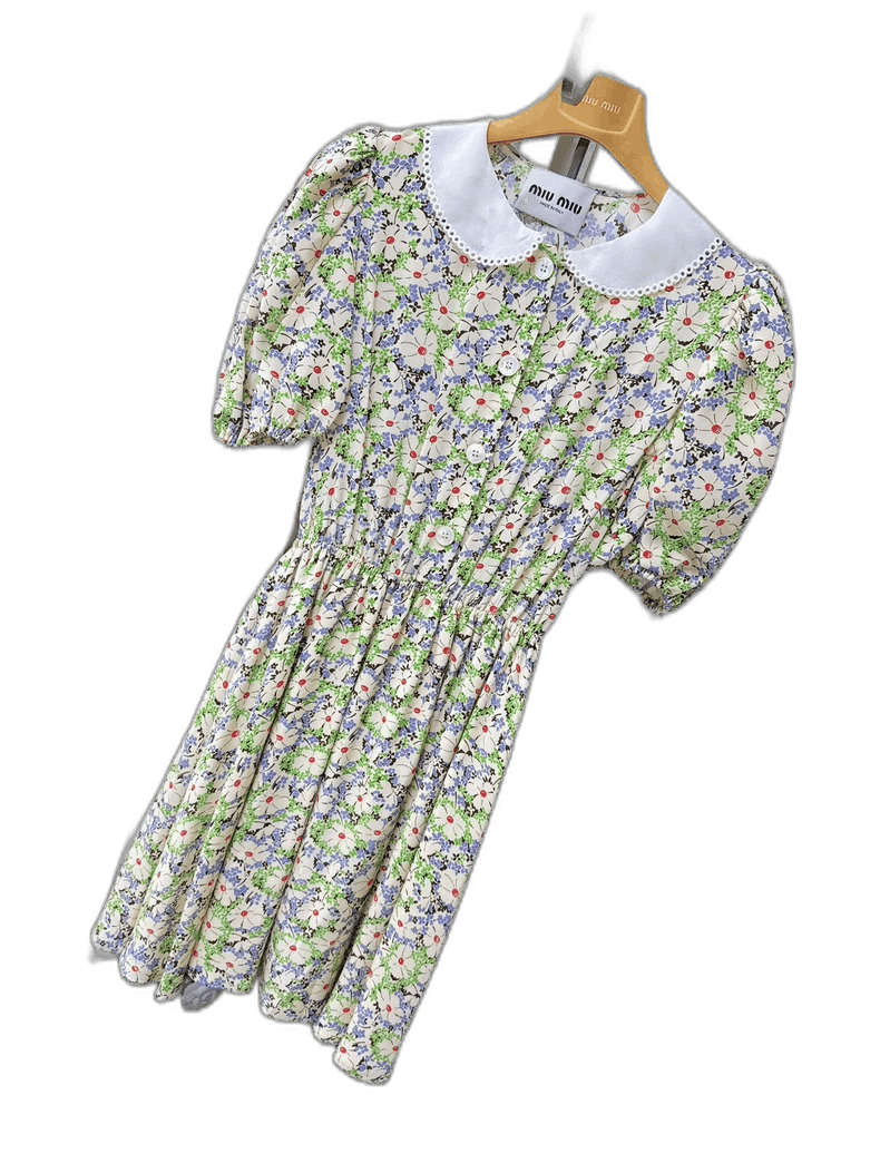 Miu Miu miumiu purple floral puff sleeve dress Size US 36 / EU 52 - 1 Thumbnail