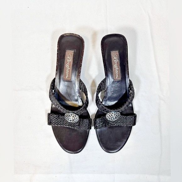 Brighton Vintage 90s Brighton Brown Weaved Leather Wedge Sandals Size US 7 / IT 37 - 3 Thumbnail