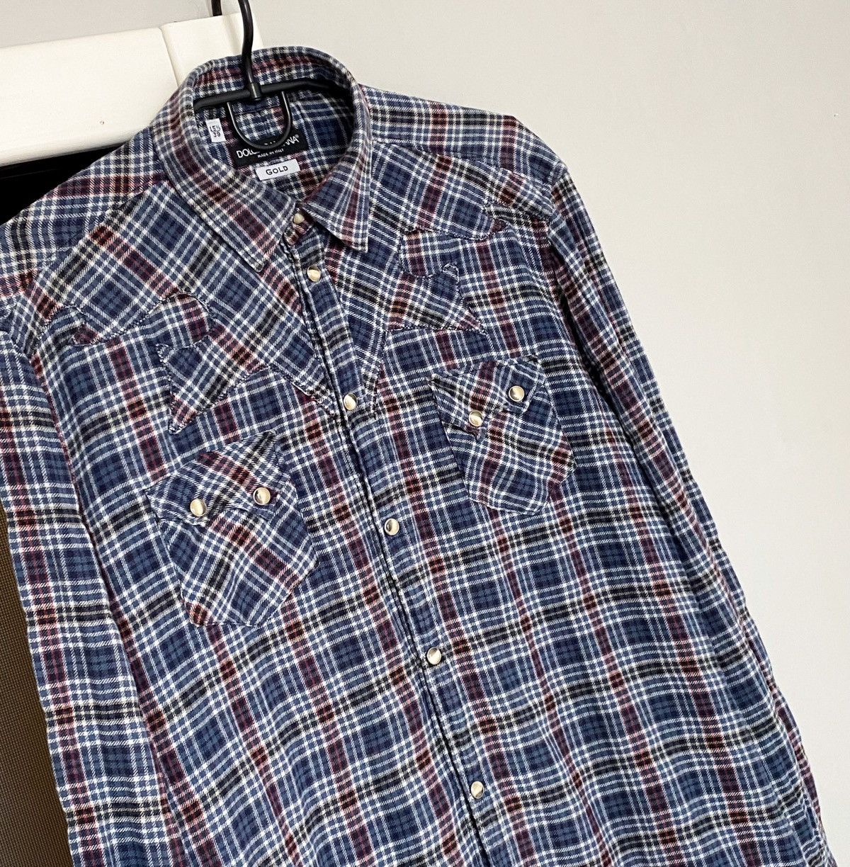 Dolce & Gabbana Dolce & Gabbana Gold Flannel Plaid Shirt Size US M / EU 48-50 / 2 - 2 Thumbnail