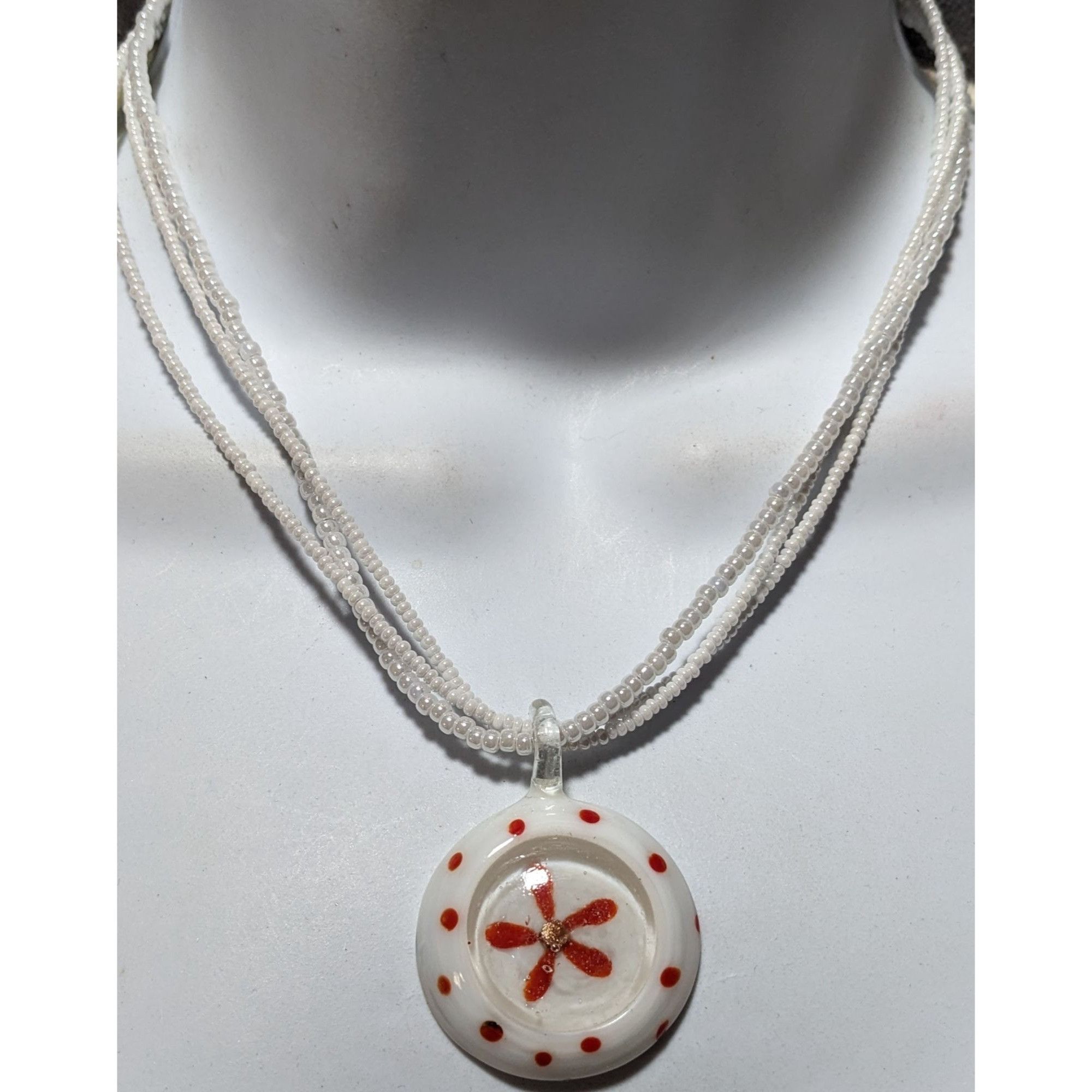 Other Floral Candycane Winter Glass Beaded Necklace Size ONE SIZE - 10 Thumbnail