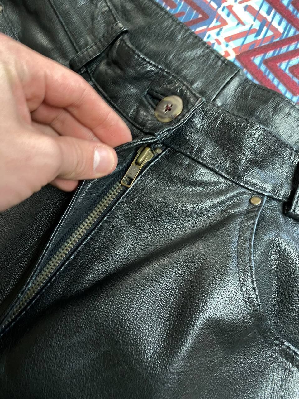 Leather Dirty Painted Distressed Thrashed Faded Baggy Jeans Y2K Size US 30 / EU 46 - 6 Thumbnail