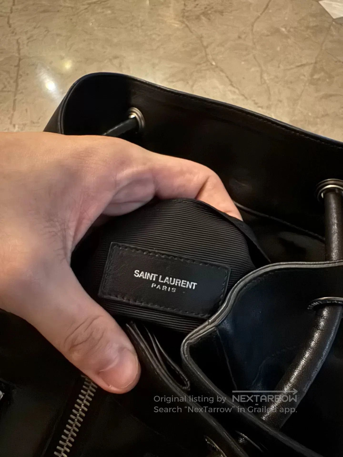 Saint Laurent Paris Saint Laurent Black Leather Bucket Backpack. Size ONE SIZE - 5 Thumbnail