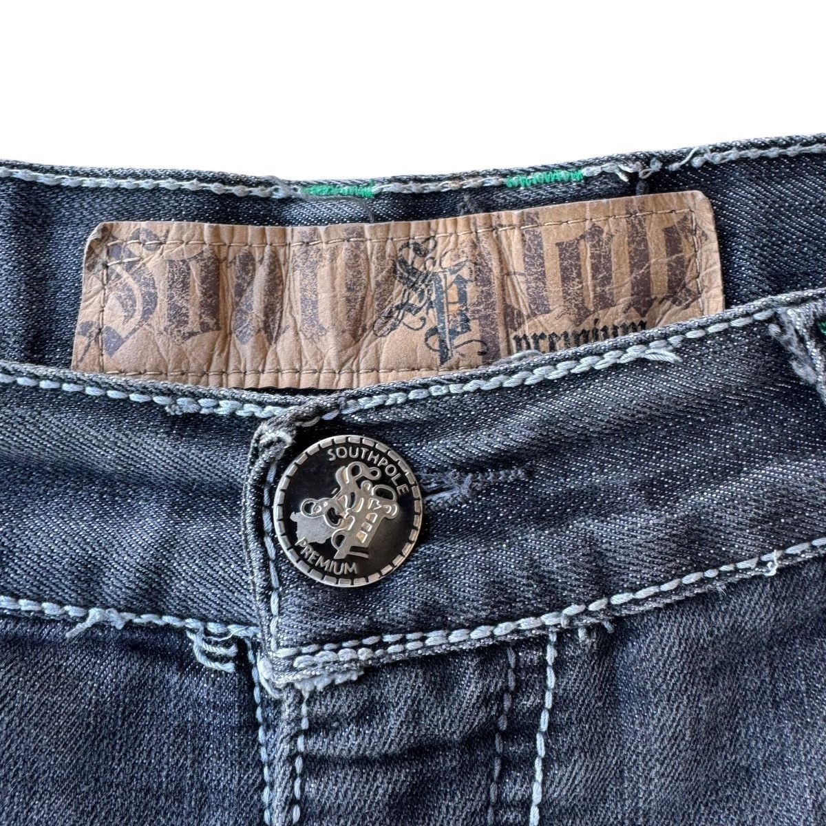 Southpole × Vintage Baggy Southpole Green Stiching Y2K Jorts Loose Shorts Skate Size US 36 / EU 52 - 6 Thumbnail