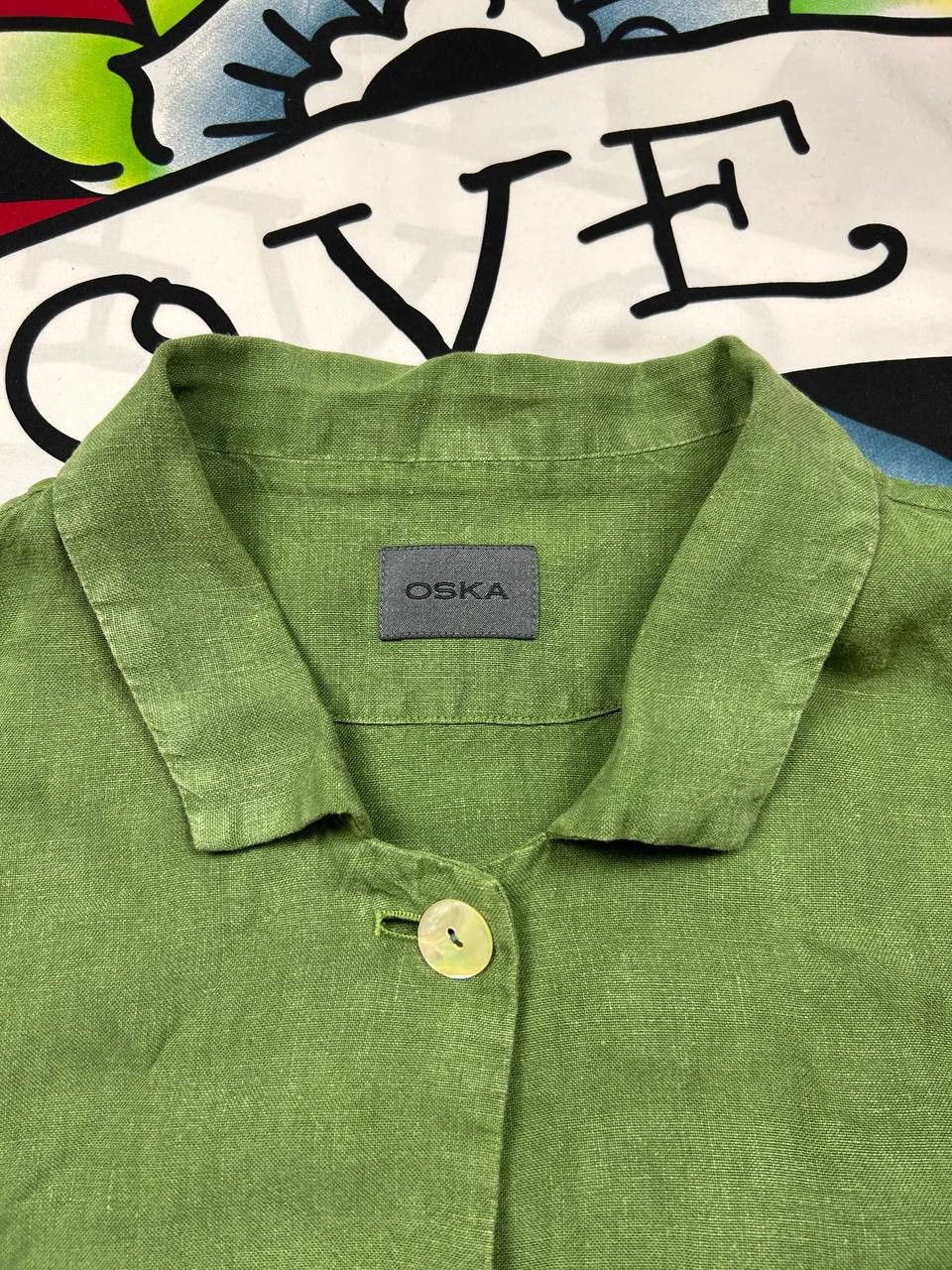 OSKA OSKA heavy linen blouse shirt in green Size M / US 6-8 / IT 42-44 - 3 Thumbnail