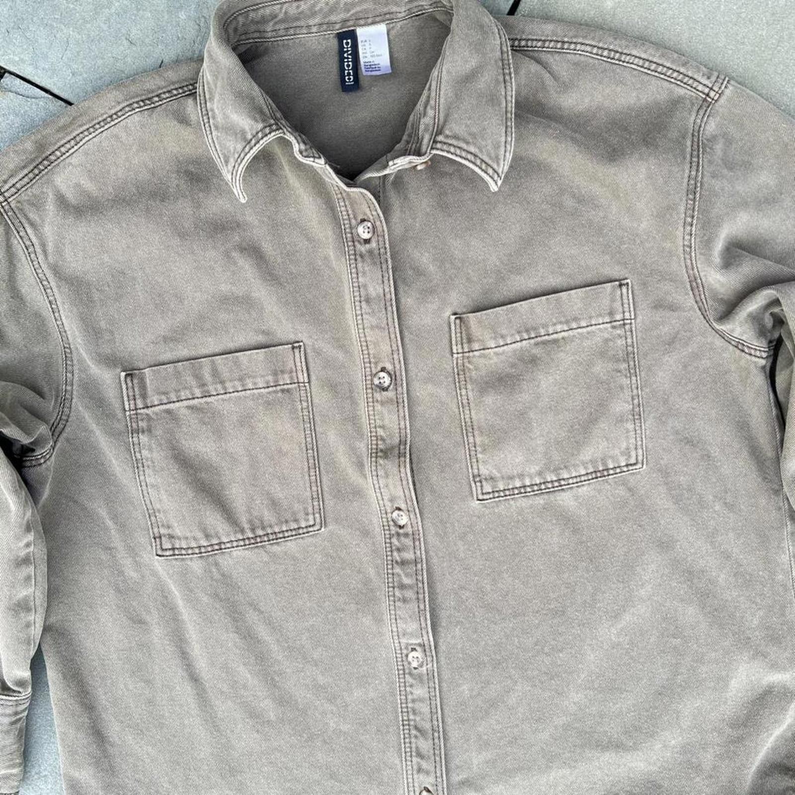 Divided Khaki Olive Denim Utility Work Shirt Size S / US 4 / IT 40 - 2 Thumbnail