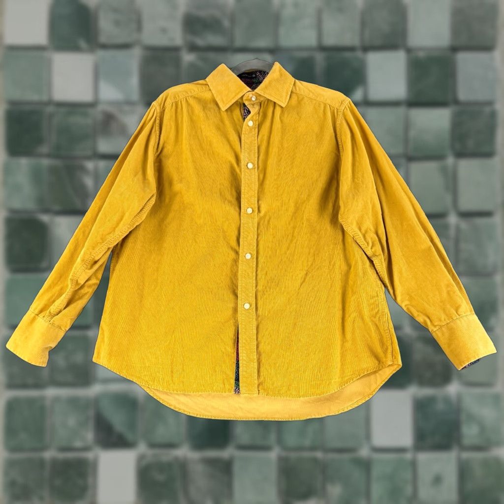 Robert Graham Robert Graham Button-Up Shirt Men Medium Yellow Corduroy Long Sleeve 100% Cotton Size US M / EU 48-50 / 2 - 1 Thumbnail