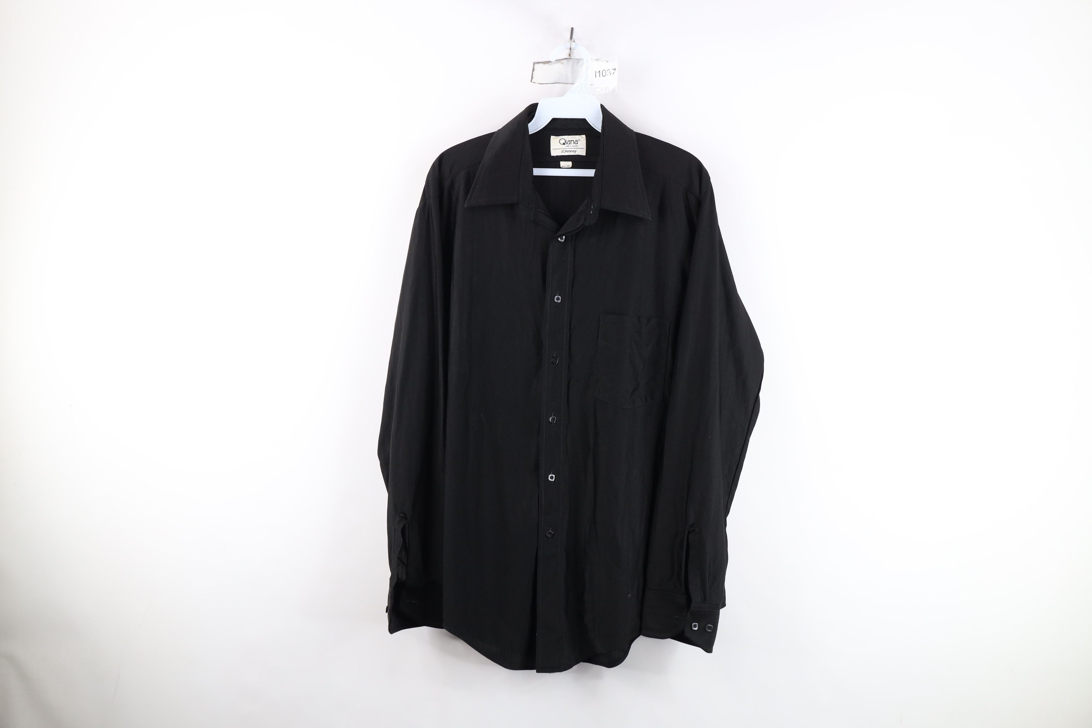 Vintage Vintage 70s Streetwear Knit Collared Button Shirt Black USA Size US M / EU 48-50 / 2 - 1 Thumbnail