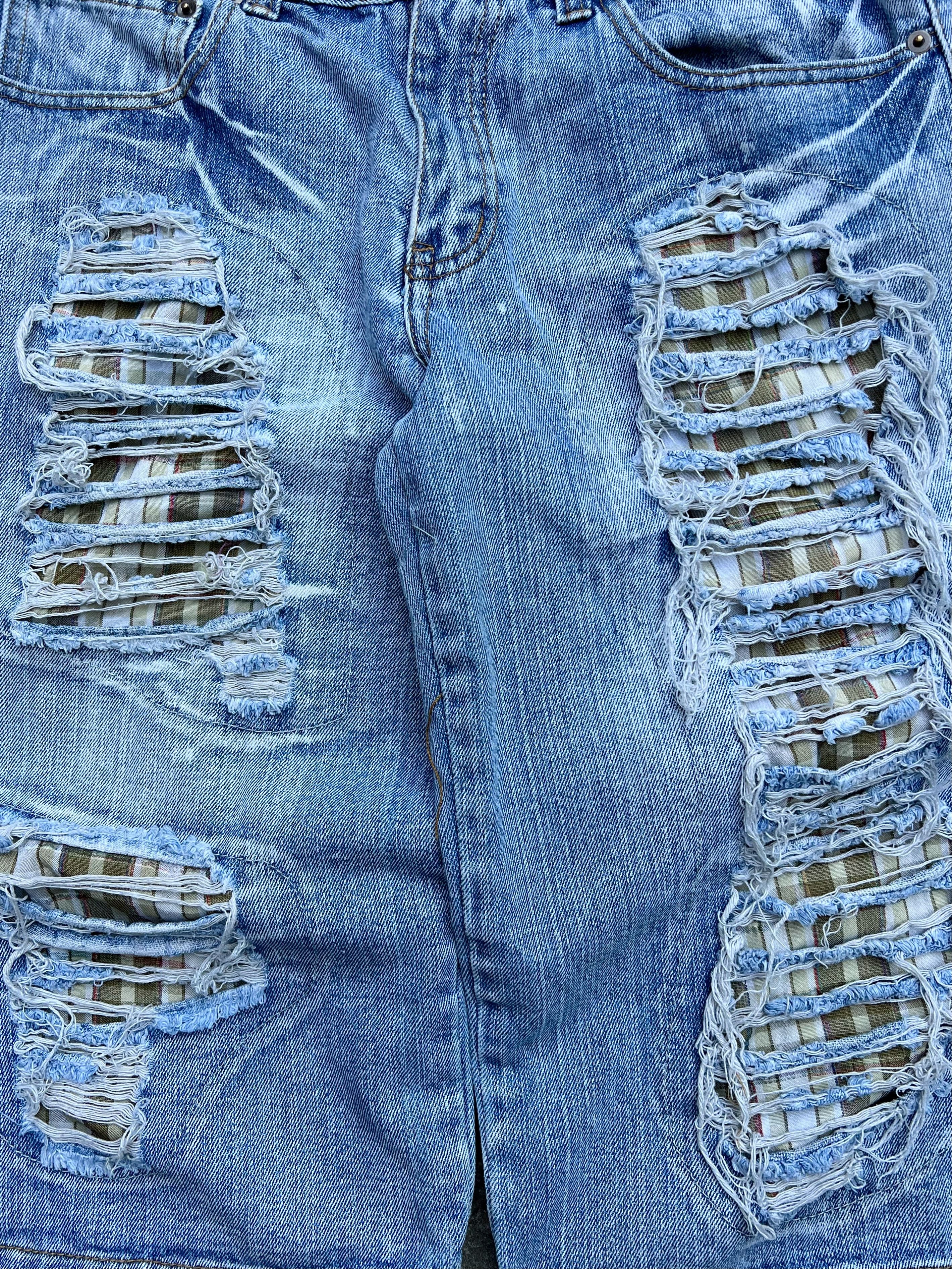 Japanese Brand 🥶Y2K Vintage Ripped Distressed Thrashed Denim Long Shorts Size US 30 / EU 46 - 8 Thumbnail