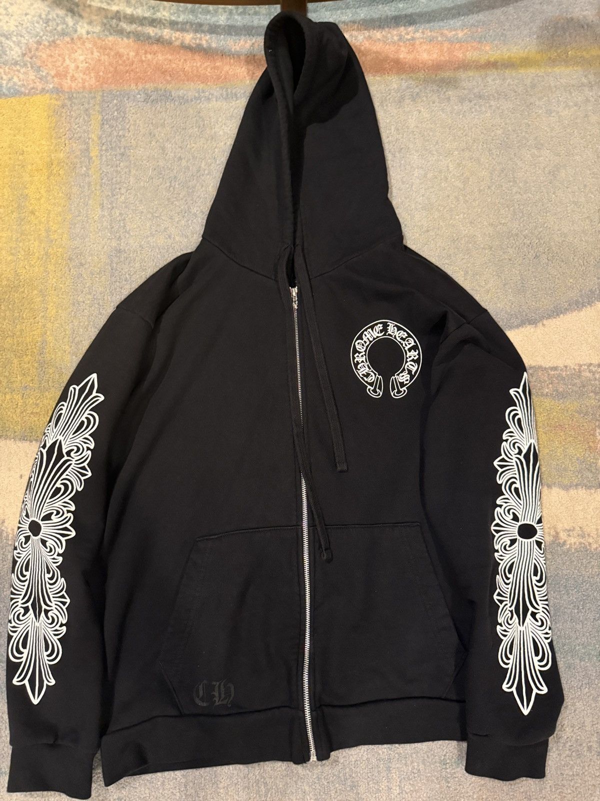 Chrome Hearts Horseshoe Floral Zip Up Hoodie | Grailed
