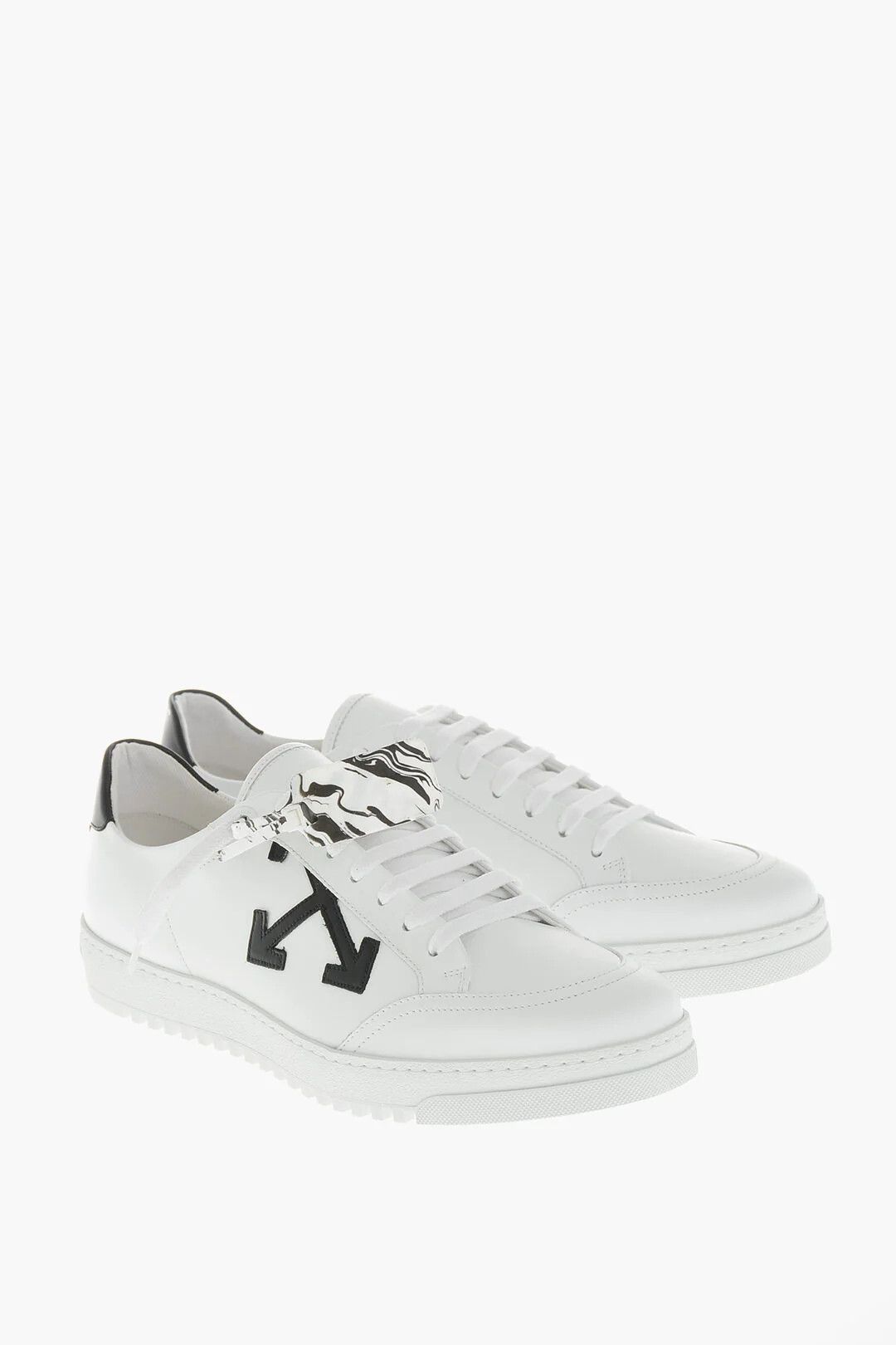 Off-White og1mm0426 Low Two-Tone Leather Sneakers in Black & White Size US 13 / EU 46 - 3 Thumbnail
