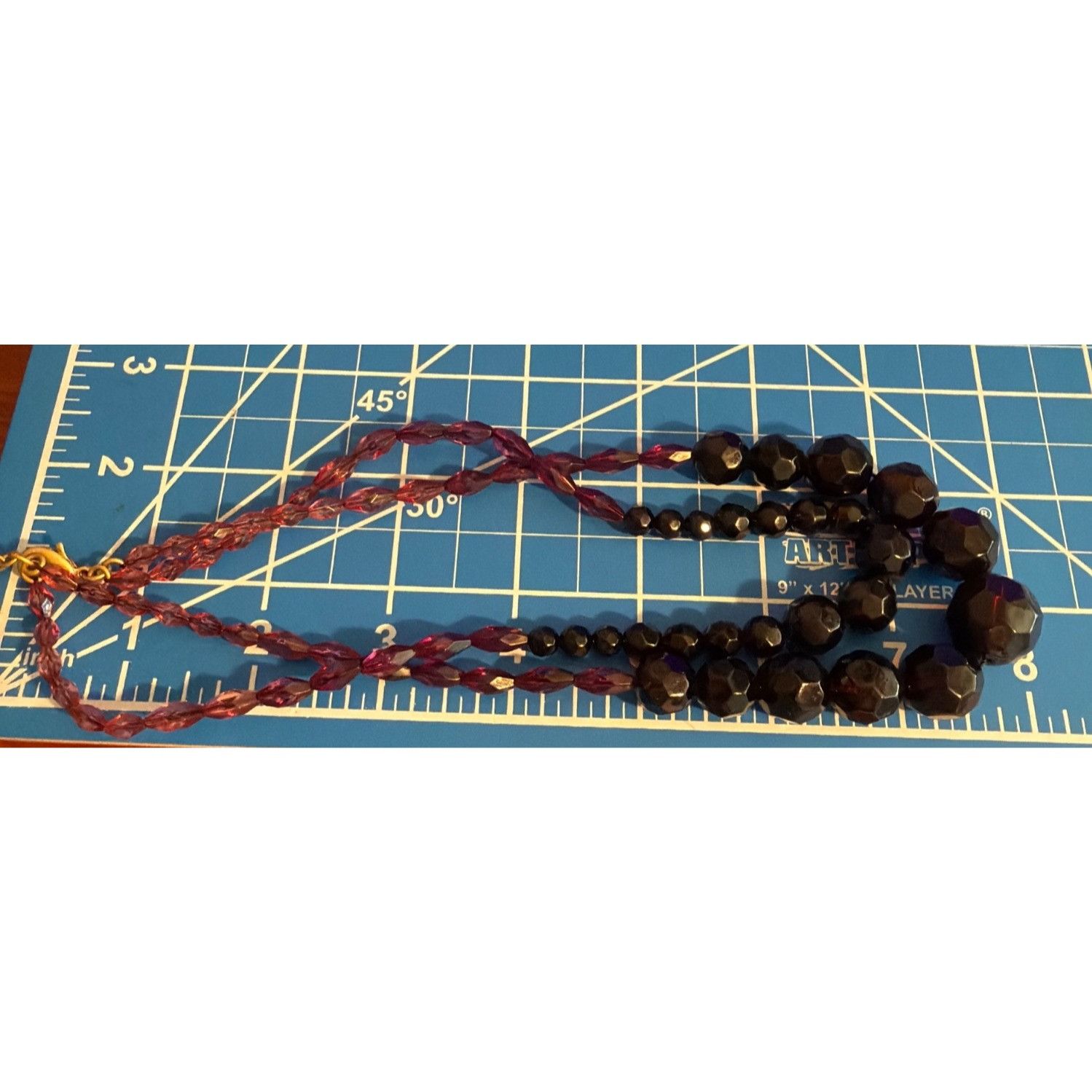 Ann Taylor Ann Taylor 2 String Glass Bead Necklace Purple Graduated Gol Size ONE SIZE - 5 Thumbnail