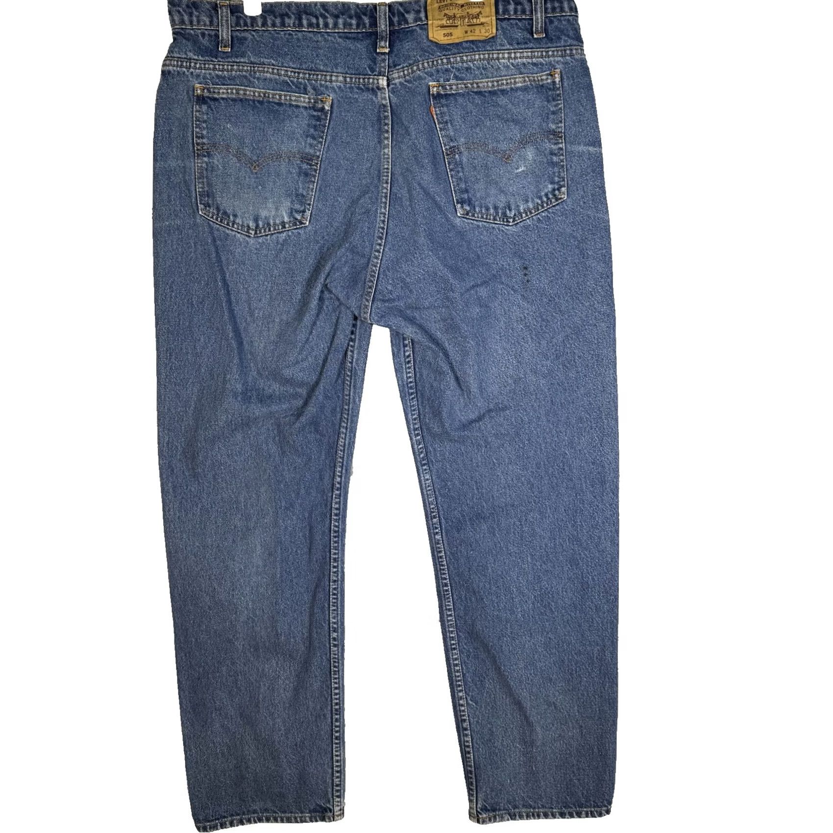 Levi's VINTAGE Levi's 505 Jeans Mens 42x30 Blue Denim Medium Wash 90s Relaxed Fit Regular 5-Pocket Zipper Fly Mens Jeans Size US 42 / EU 58 - 2 Thumbnail