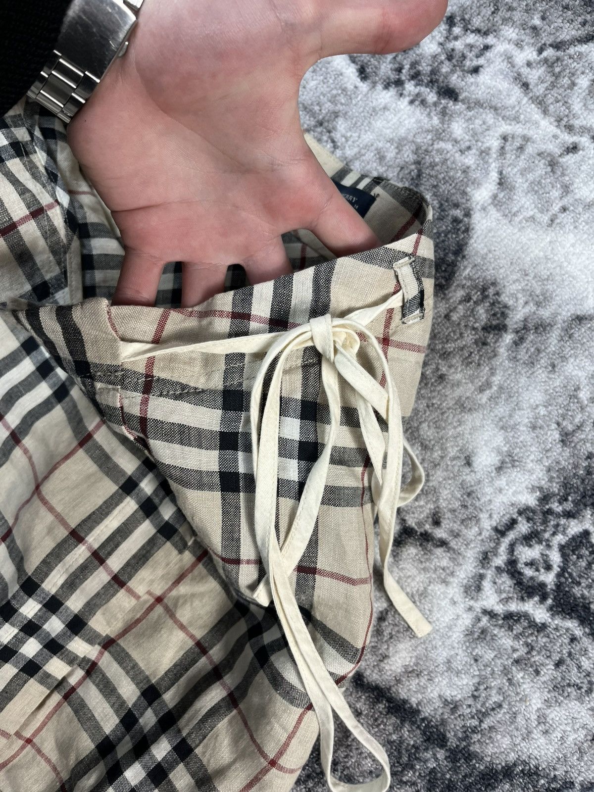 Burberry Burberry Nova Check Skirt Linen Beige Women XS (fits XS–S) Size 29" - 4 Thumbnail
