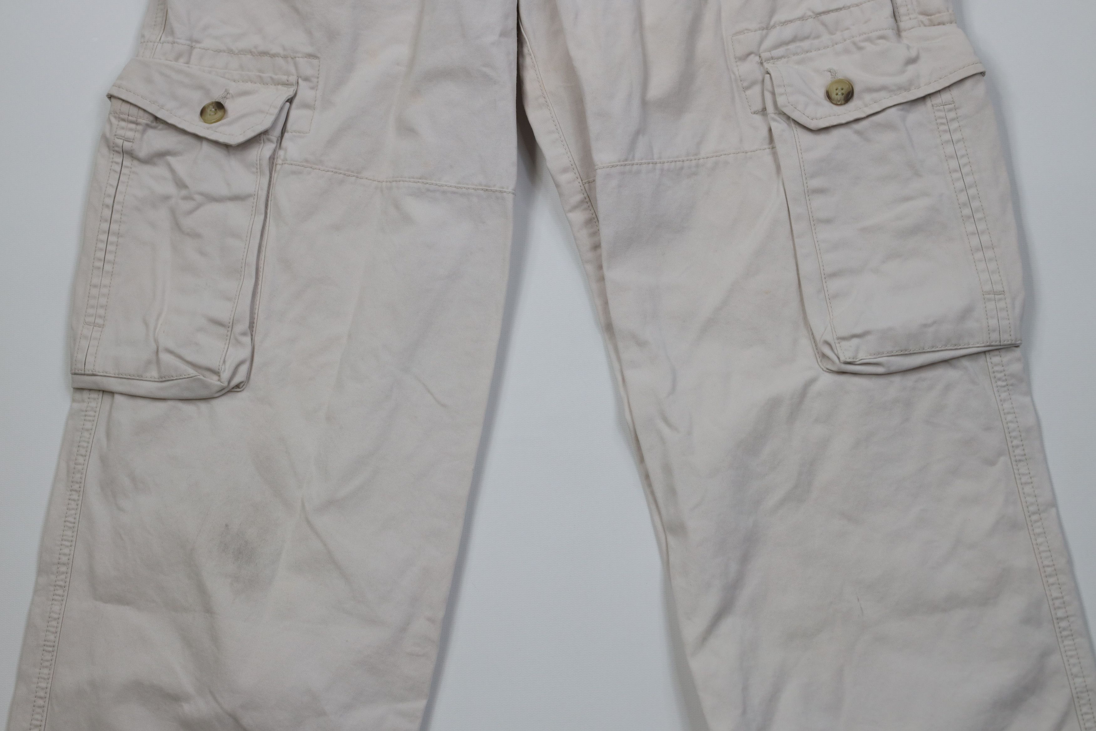 Vintage Vintage 90s Y2K Streetwear Fly Wide Leg Cargo Pants Beige Size US 32 / EU 48 - 3 Thumbnail