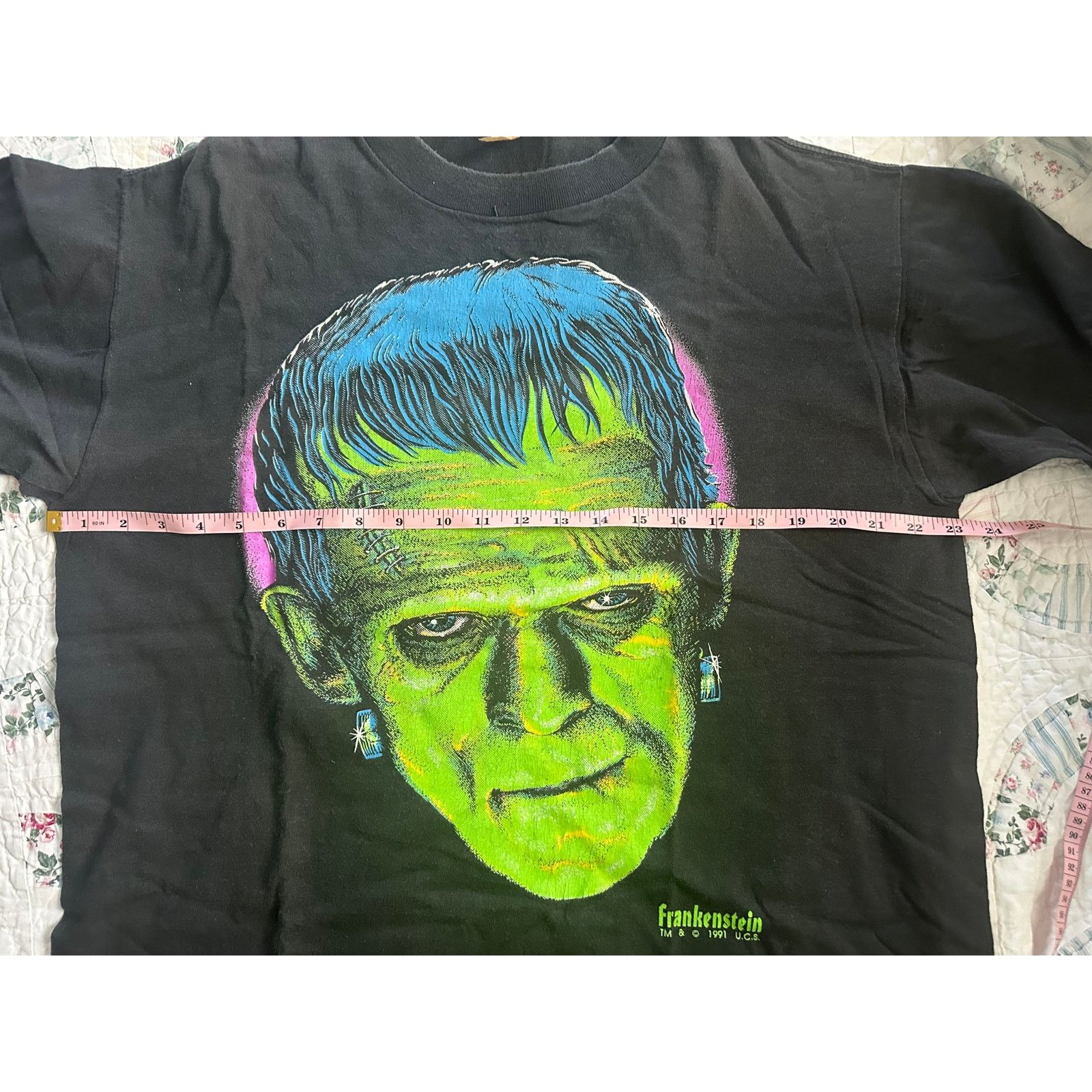 Vintage RARE 1991 FRANKENSTEIN TEE HORROR GOTH MONSTERS UNIVERSAL Size US XL / EU 56 / 4 - 5 Thumbnail