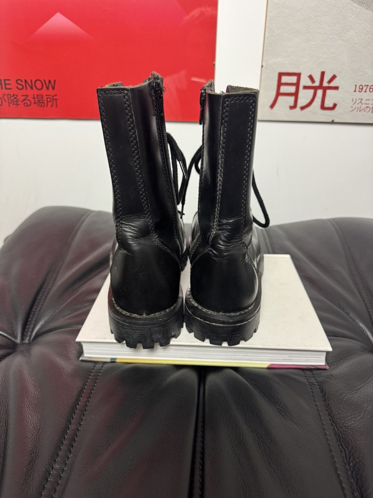 Vintage New Rock High Zip Leather Boots Black Combat Gothic, Women's (Size 8.5) — image 2 of 6