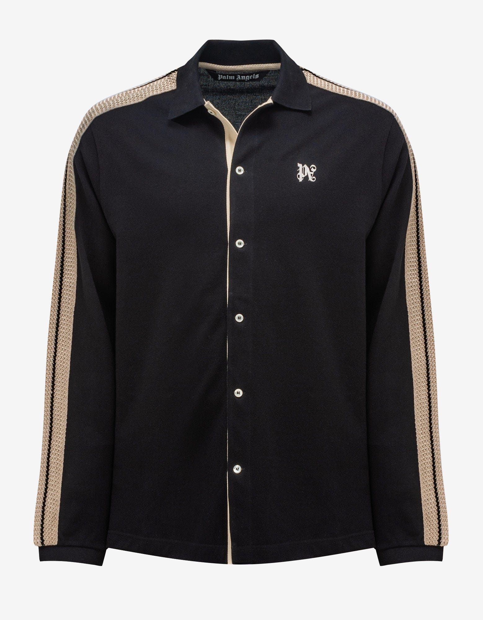 image of Palm Angels Black Pa Monogram Piquet Trackshirt, Men's (Size XL)