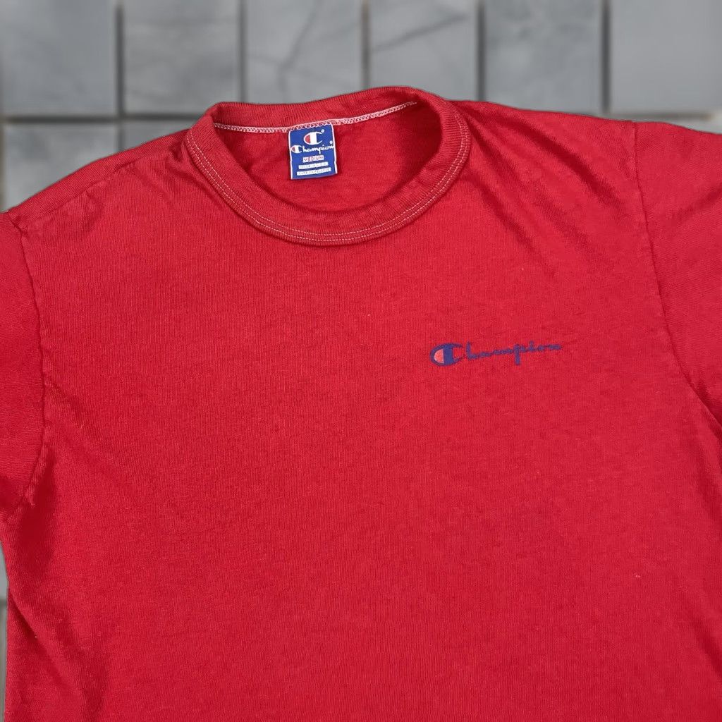 Champion VINTAGE Champion Shirt Mens T Shirt Adult M Red USA 80s Rare Stitch Size US M / EU 48-50 / 2 - 1 Thumbnail