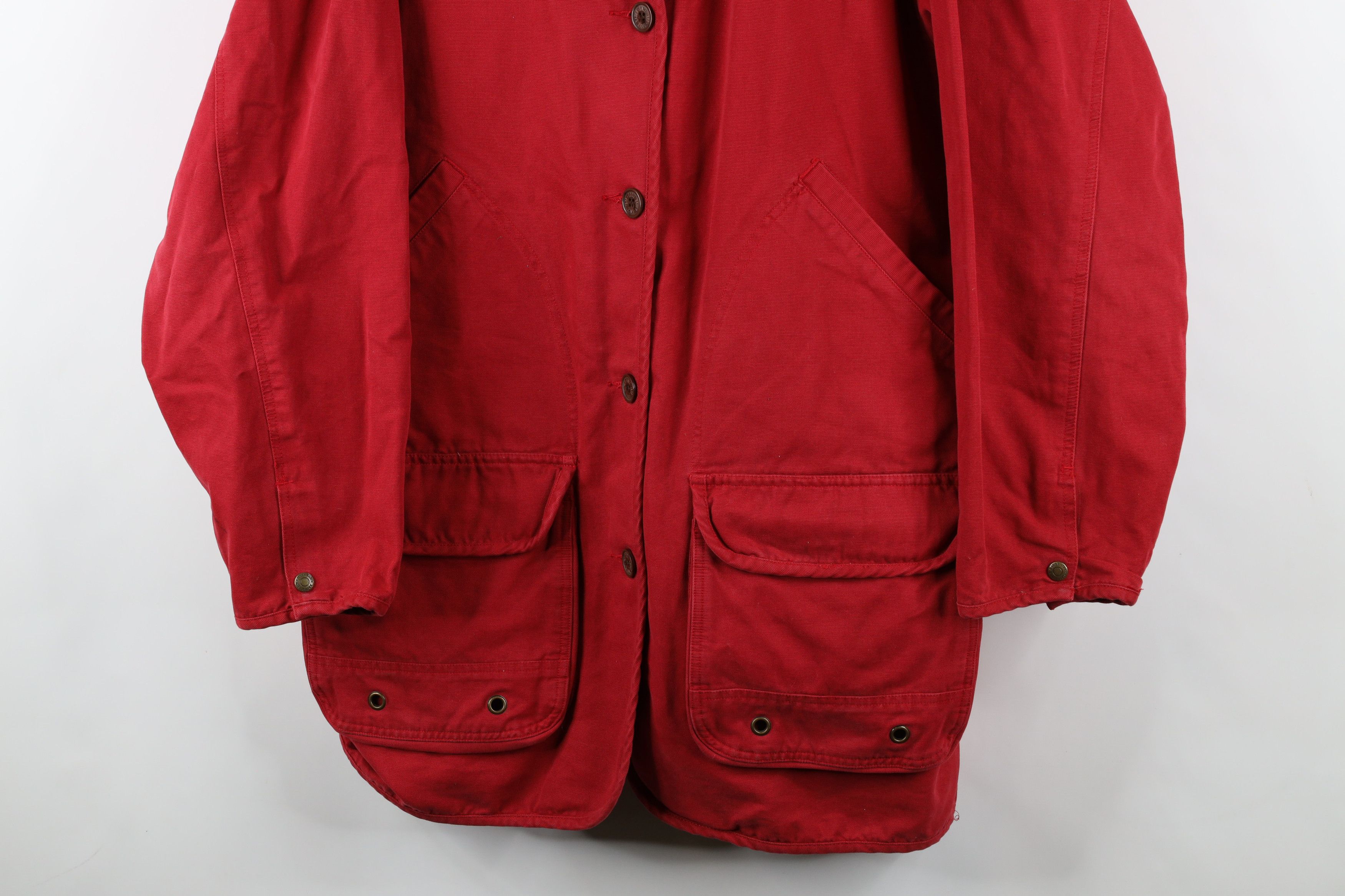 Eddie Bauer × Vintage Vintage 90s Eddie Bauer Canvas Chore Barn Jacket Red Cotton Size US L / EU 52-54 / 3 - 3 Thumbnail