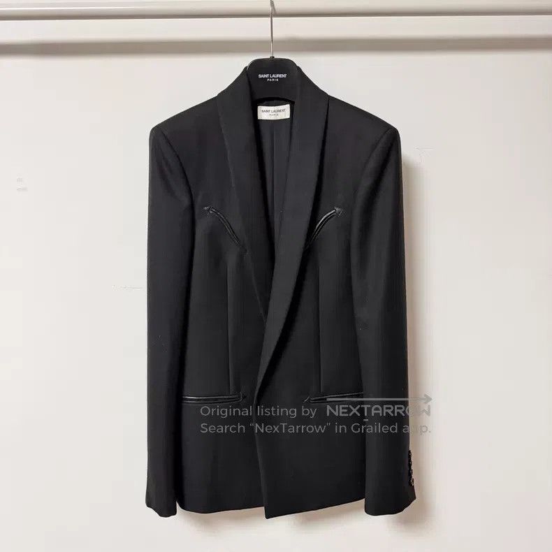 Saint Laurent Paris Saint Laurent Paris Cape Collar Patchwork Wool Blazer i Size US S / EU 44-46 / 1 - 1 Thumbnail