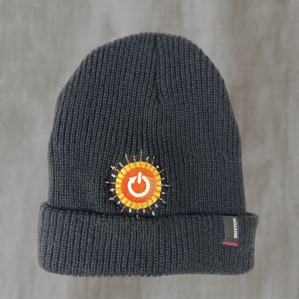 Brixton VINTAGE Brixton Knit Beanie Acrylic Embroidered Power Button Black Size ONE SIZE - 1 Thumbnail