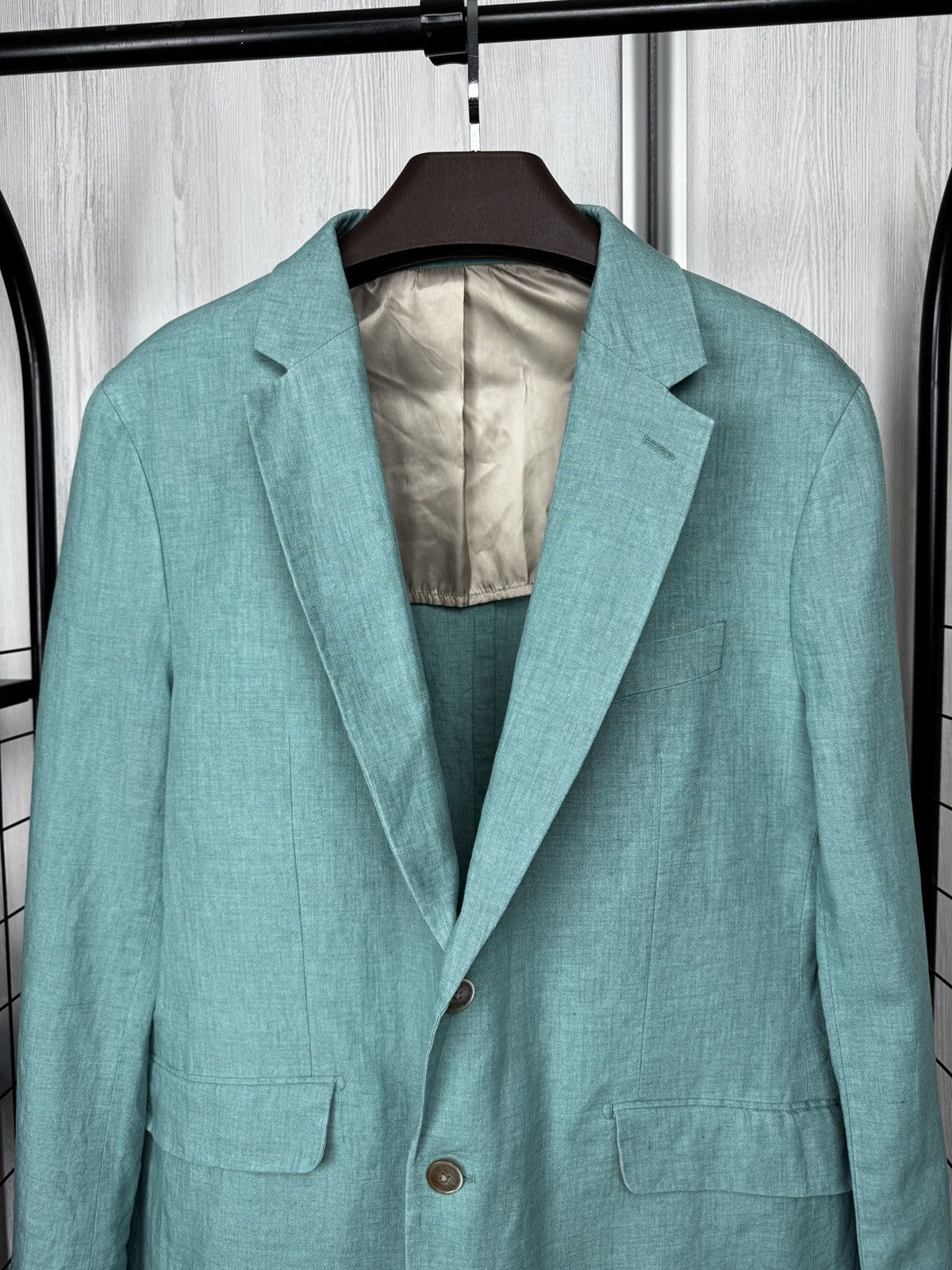 Hackett Hackett London delave linen aqua blue half lined blazer Size 44R - 3 Thumbnail