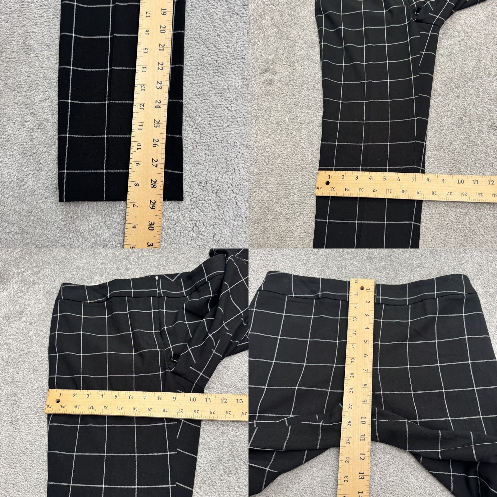 Calvin Klein Calvin Klein Windowpane Slim Fit Trouser Pants Womens 4 Black White Mid Rise NWT Size 27" / US 4 / IT 40 - 9 Thumbnail