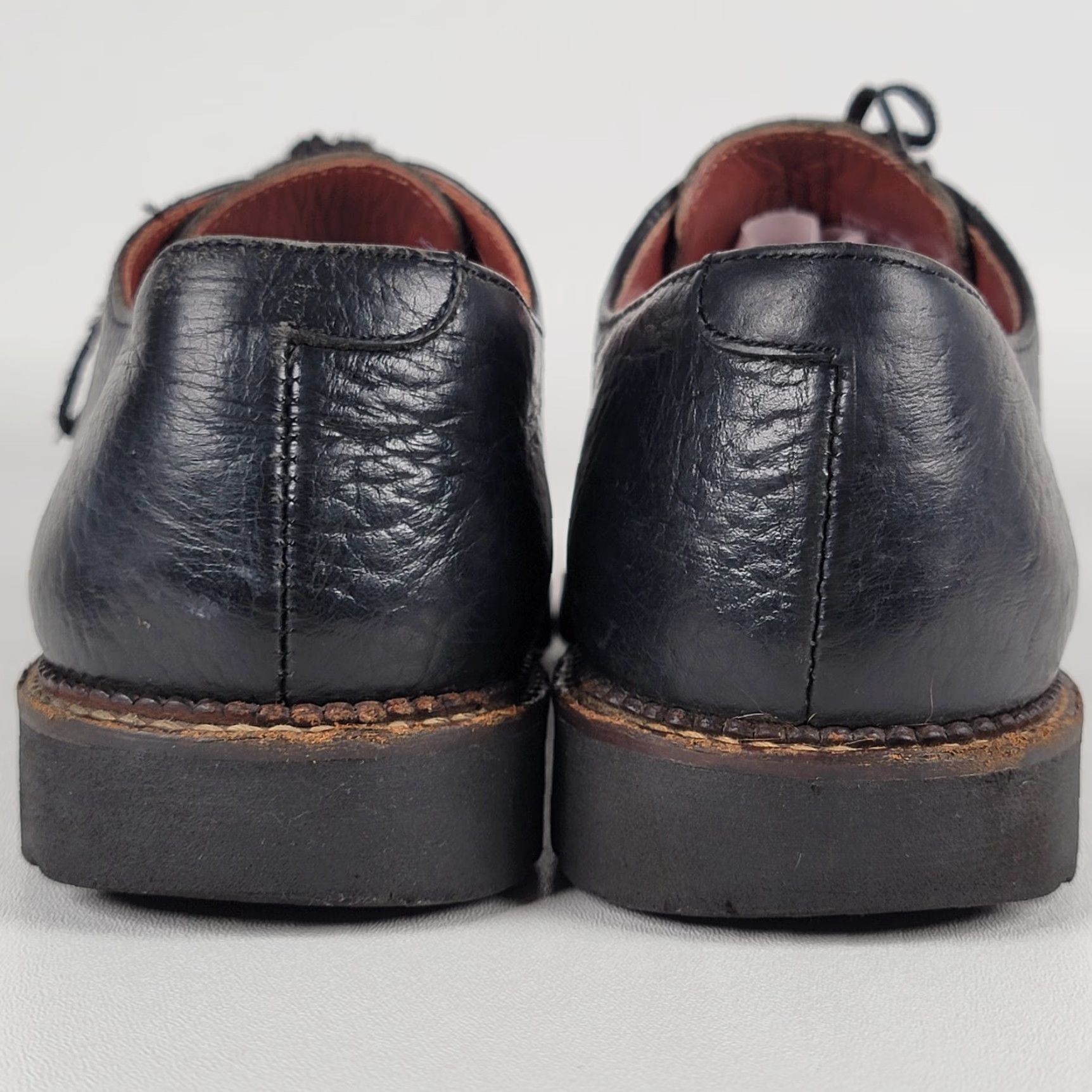 Vintage HS Trask Bison Black Leather Men's Casual Bluchers 5-hole US Size 9 M Shoes Spring Summer Fall Winter Mens Size US 9 / EU 42 - 6 Thumbnail