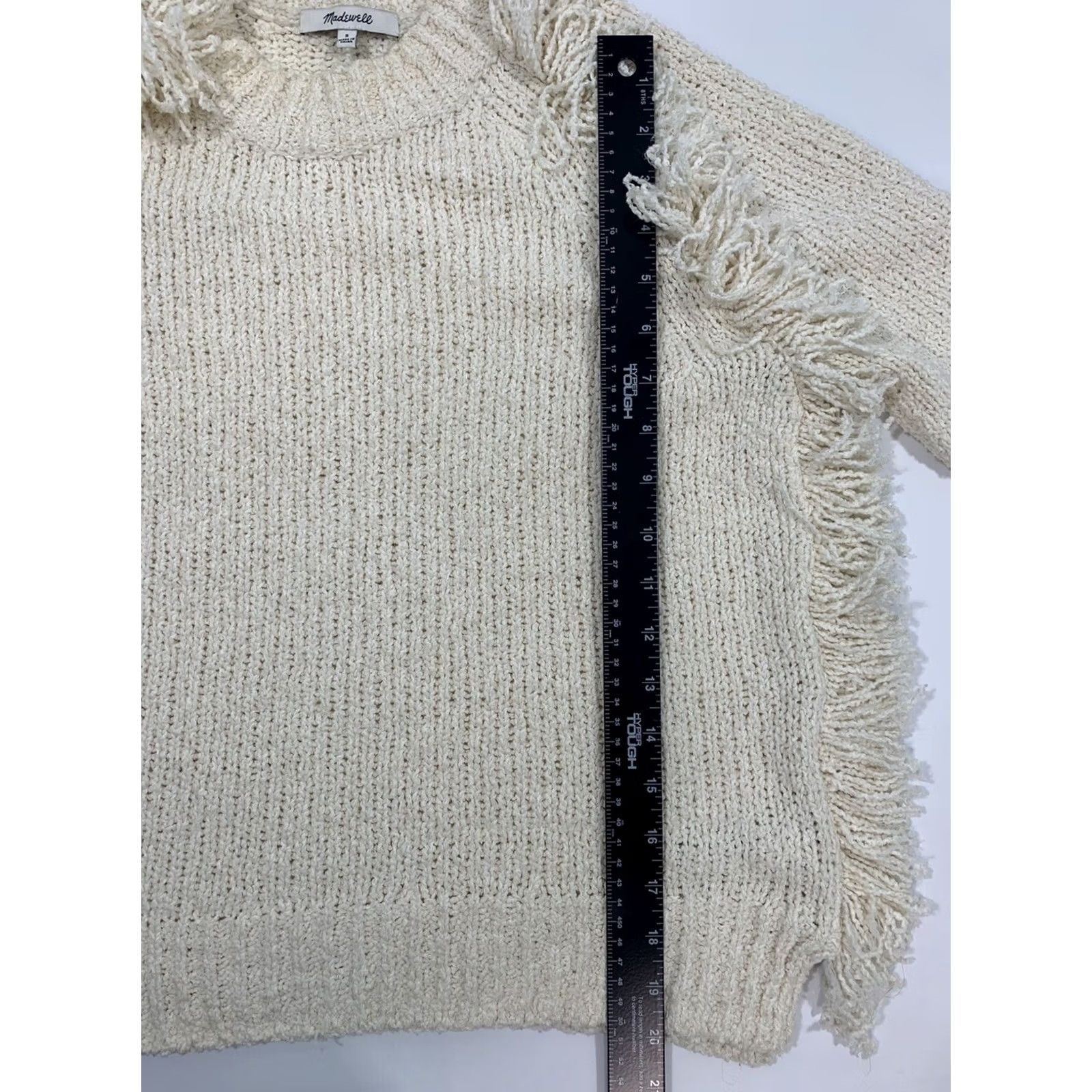 Madewell Madewell Sweater Womens Small Pullover Ivory Fringe Relaxed Fit Bohemian Boxy Knit Size S / US 4 / IT 40 - 7 Thumbnail
