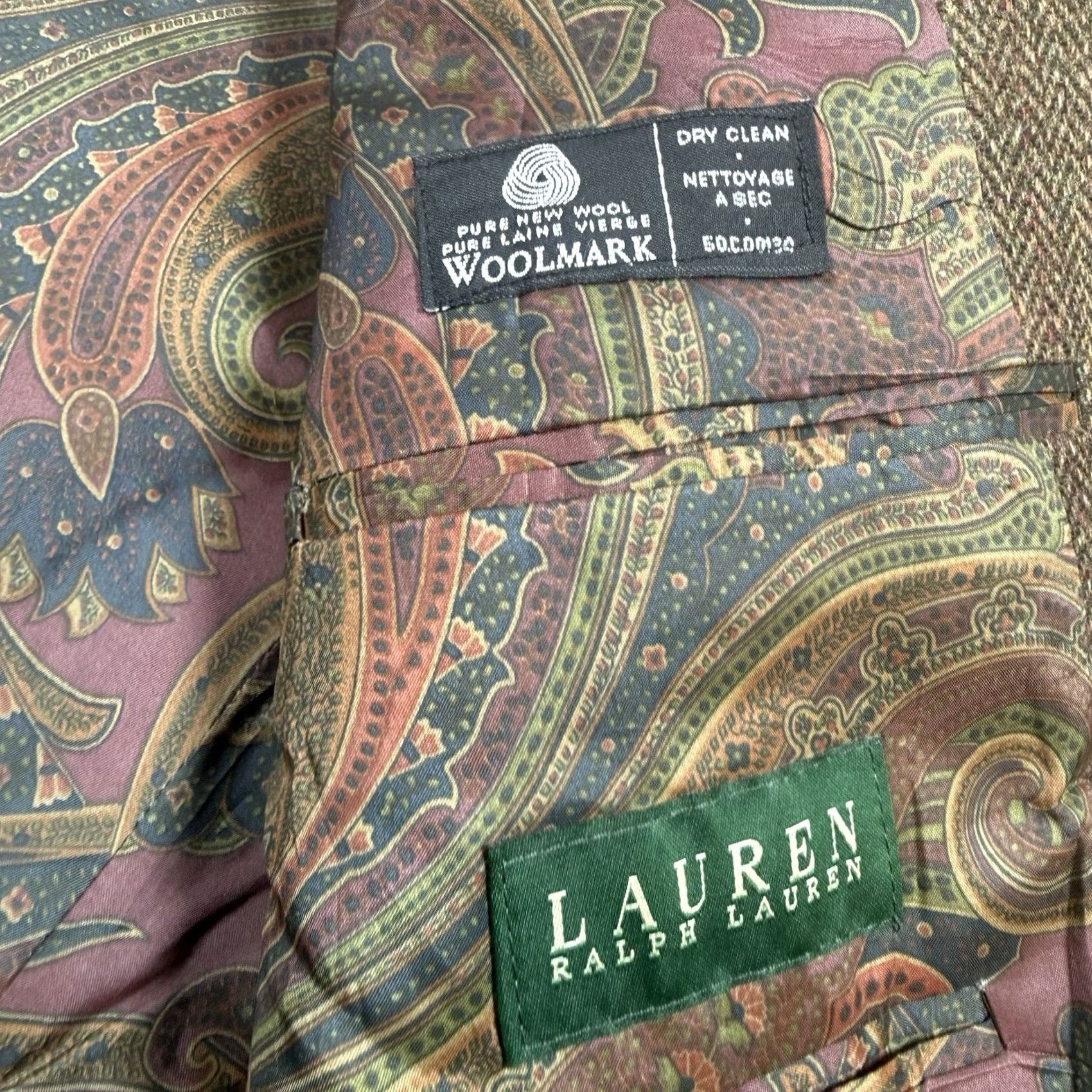 Ralph Lauren Lauren Ralph Lauren Blazer Mens Wool 41R Houndstooth Paisley Lining Brown 42 Regular Overcoat Womens Men’s? Size 42R - 2 Thumbnail