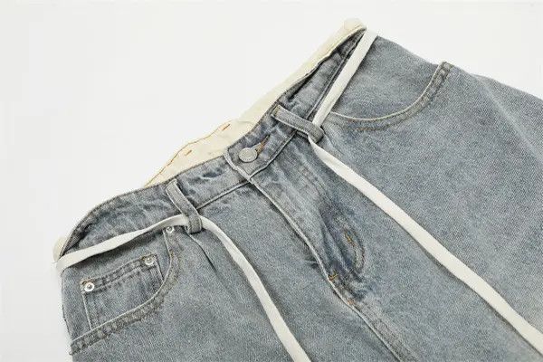 Japanese Brand American retro washed distressed simple loose lace-up jeans Size US 32 / EU 48 - 4 Thumbnail