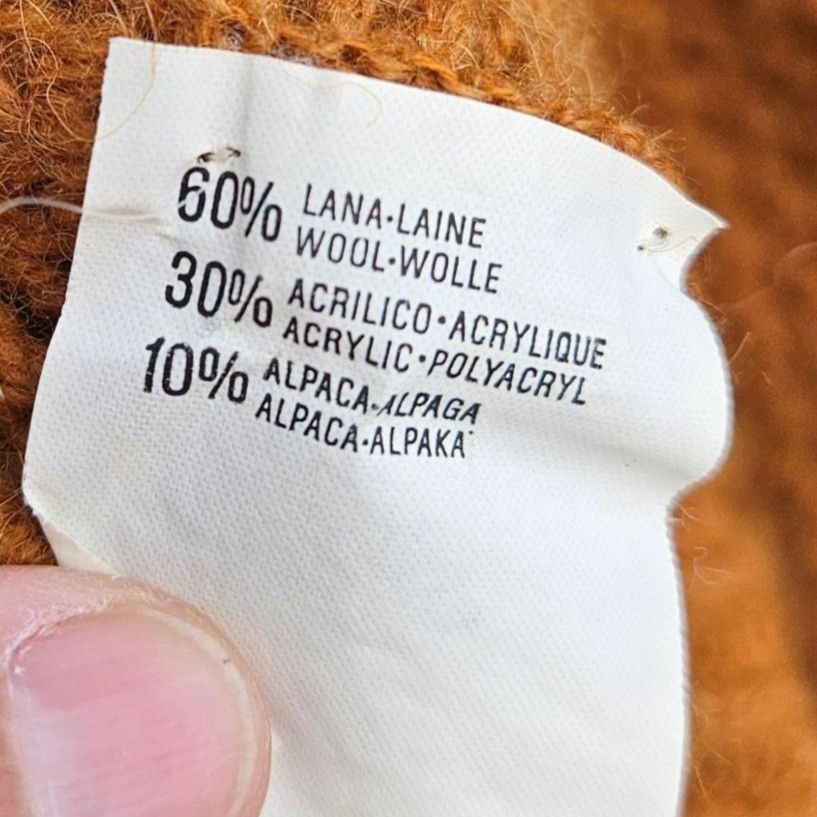 Vintage Stefanel Italy Vintage 80s Wool Alpaca Cable Knit Ochre Pull Size US XL / EU 56 / 4 - 6 Thumbnail