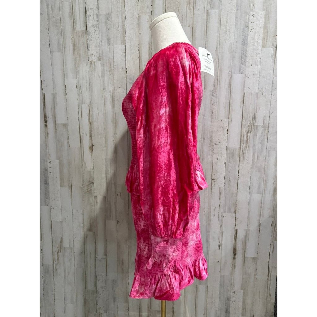 LoveShackFancy LoveShackFancy Evan Pink Tie Dye Velvet Mini Dress Medium Size M / US 6-8 / IT 42-44 - 8 Thumbnail