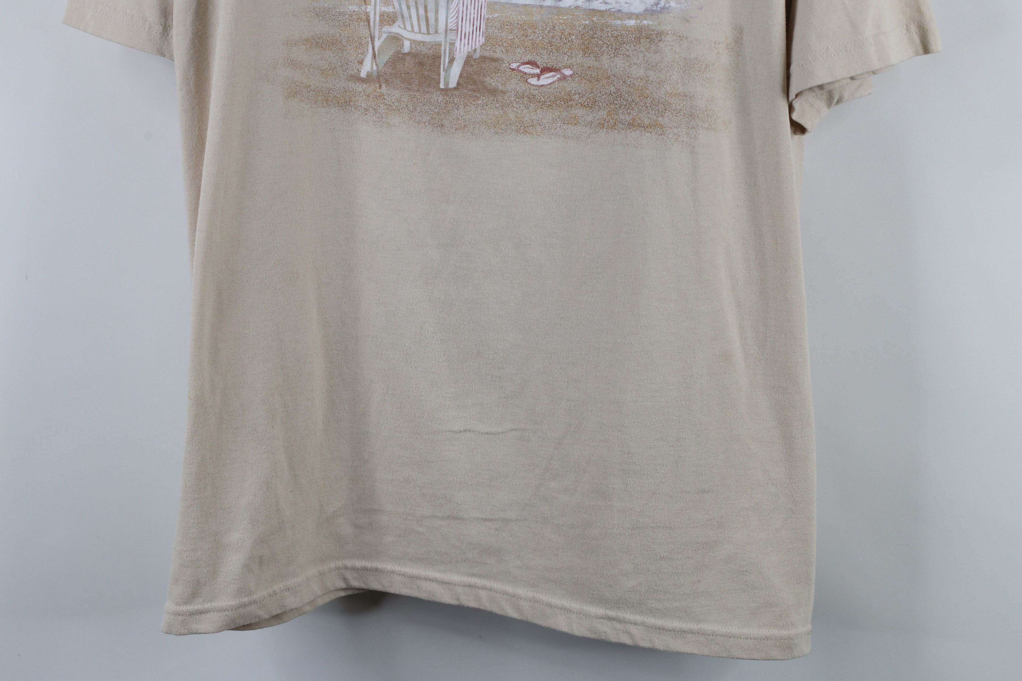 Vintage Vintage 90s Streetwear Beach Lighthouse T-Shirt Beige Cotton Size US XL / EU 56 / 4 - 3 Thumbnail
