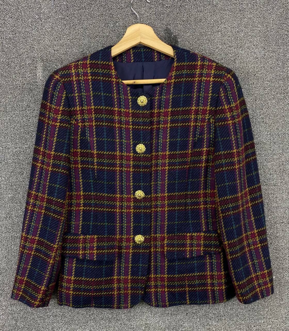 Burberry Vintage Burberry Shadow Plaids Wool Coat Cardigan Jacket Size S / US 4 / IT 40 - 1 Thumbnail