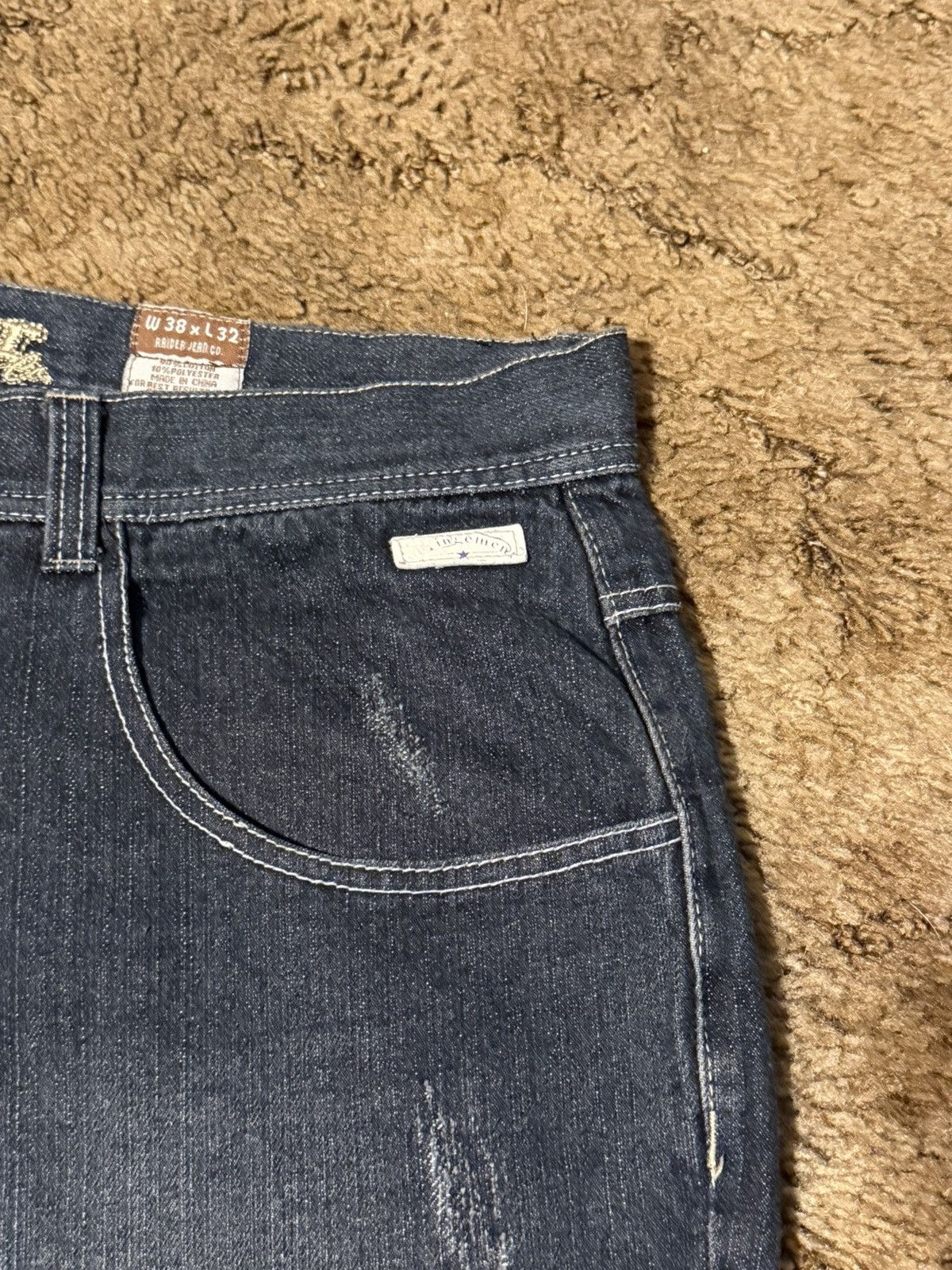 Vintage Raider Jean Co Baggy Dark Wash Embroidered Baggy Jeans 38X32 Size US 38 / EU 54 - 7 Thumbnail