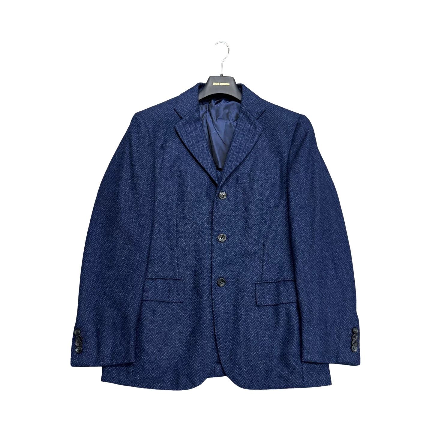 Kiton Kiton Blue Herringbone Cashmere Blazer Size 38R Size 38R - 1 Thumbnail