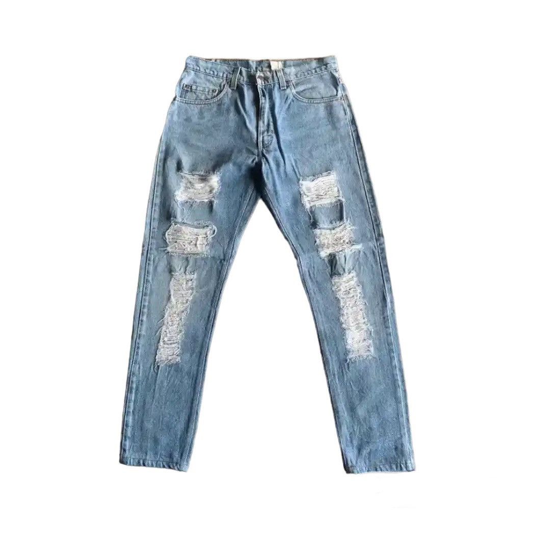 image of Distressed Denim x Levis Destroyed!vtg Levi’S 550 Jean Levis Denim Relaxed Fit Pant in Blue (Size 3