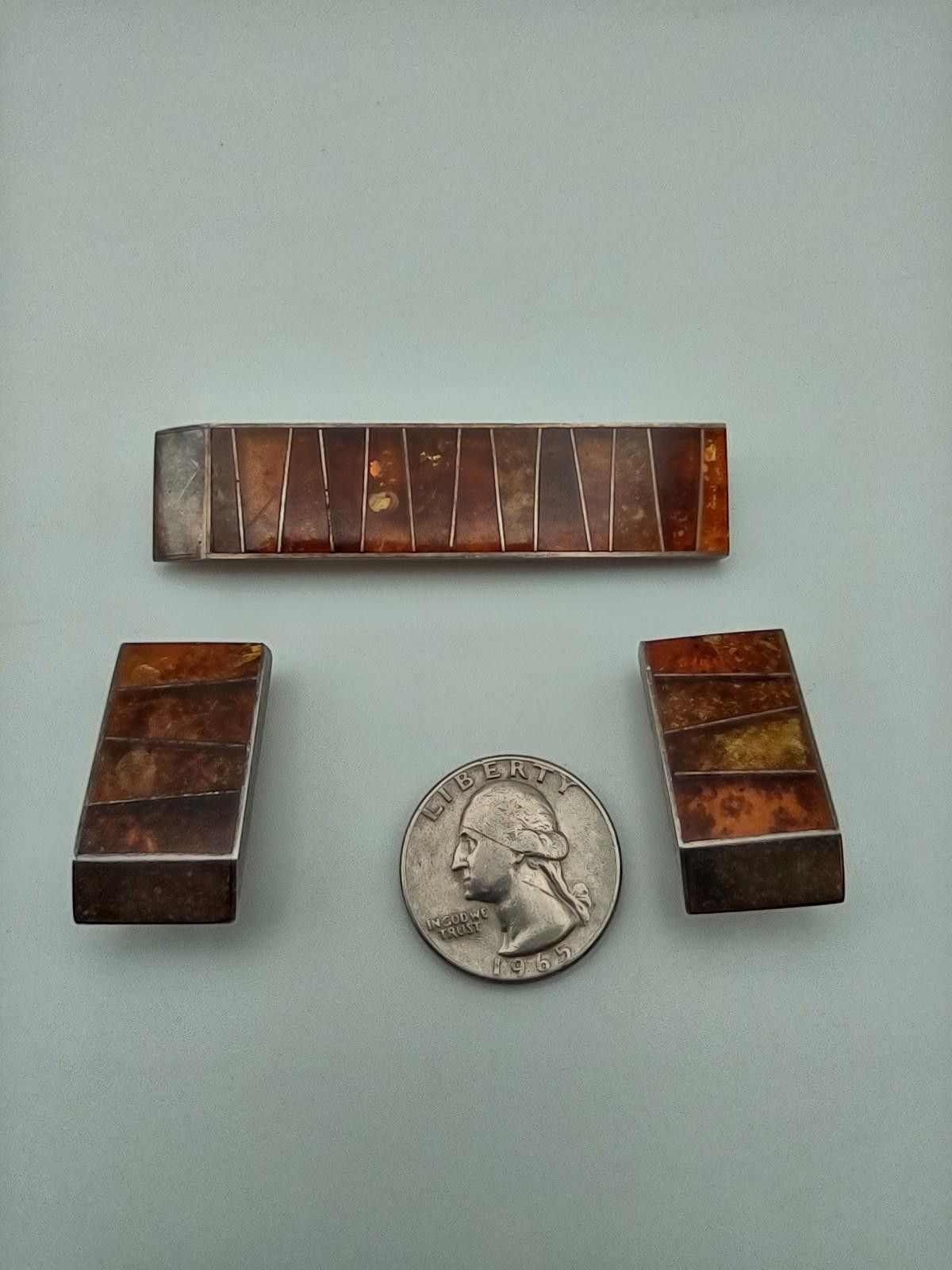 The Unbranded Brand Vintage Polish Silver Amber Modernist Set, circa 1960s–1970s Size ONE SIZE - 2 Thumbnail