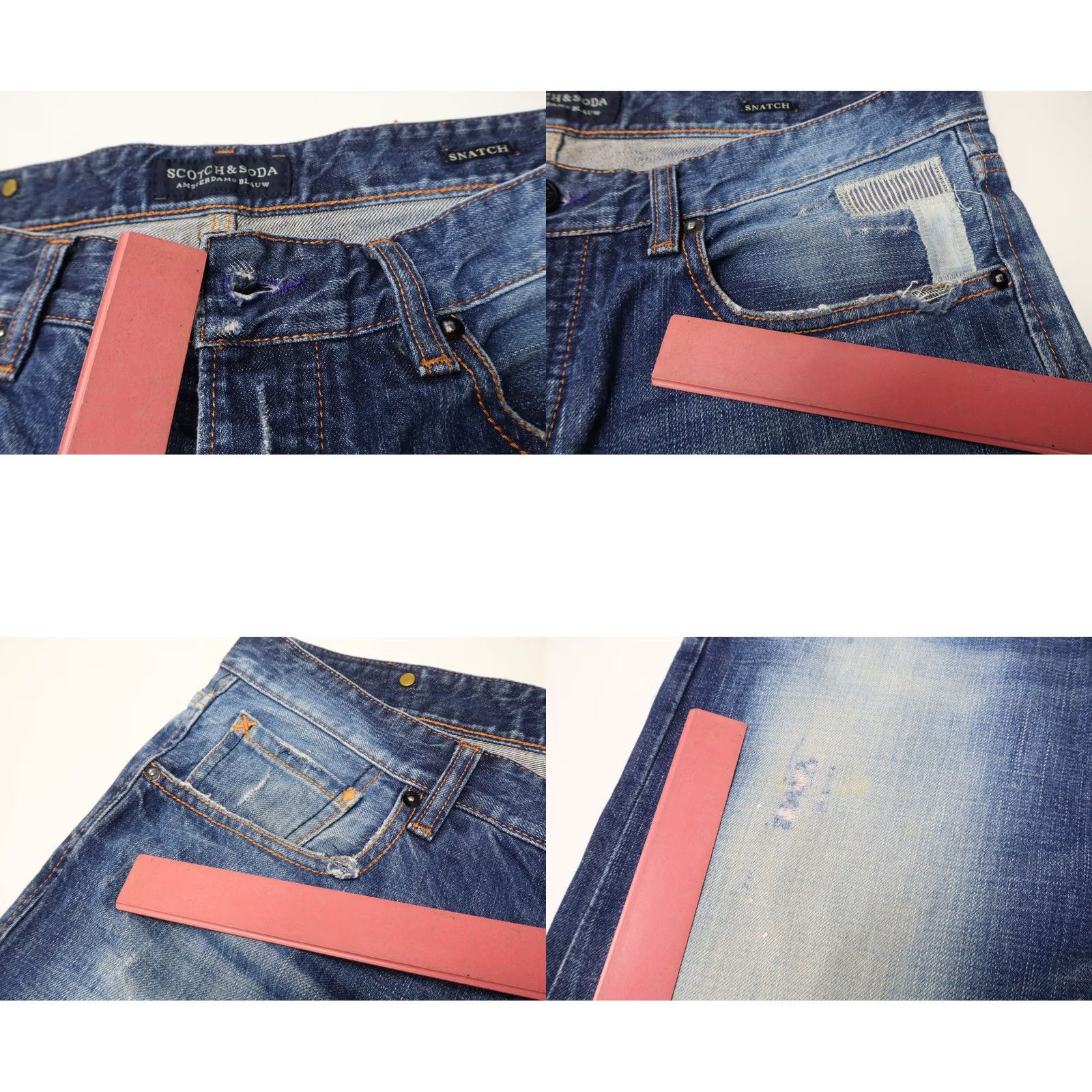 Scotch & Soda SCOTCH & SODA Snatch Jeans Men's W33/L32 Distressed Whiskers Blue Jeans Straight Mens Size US 33 - 8 Thumbnail